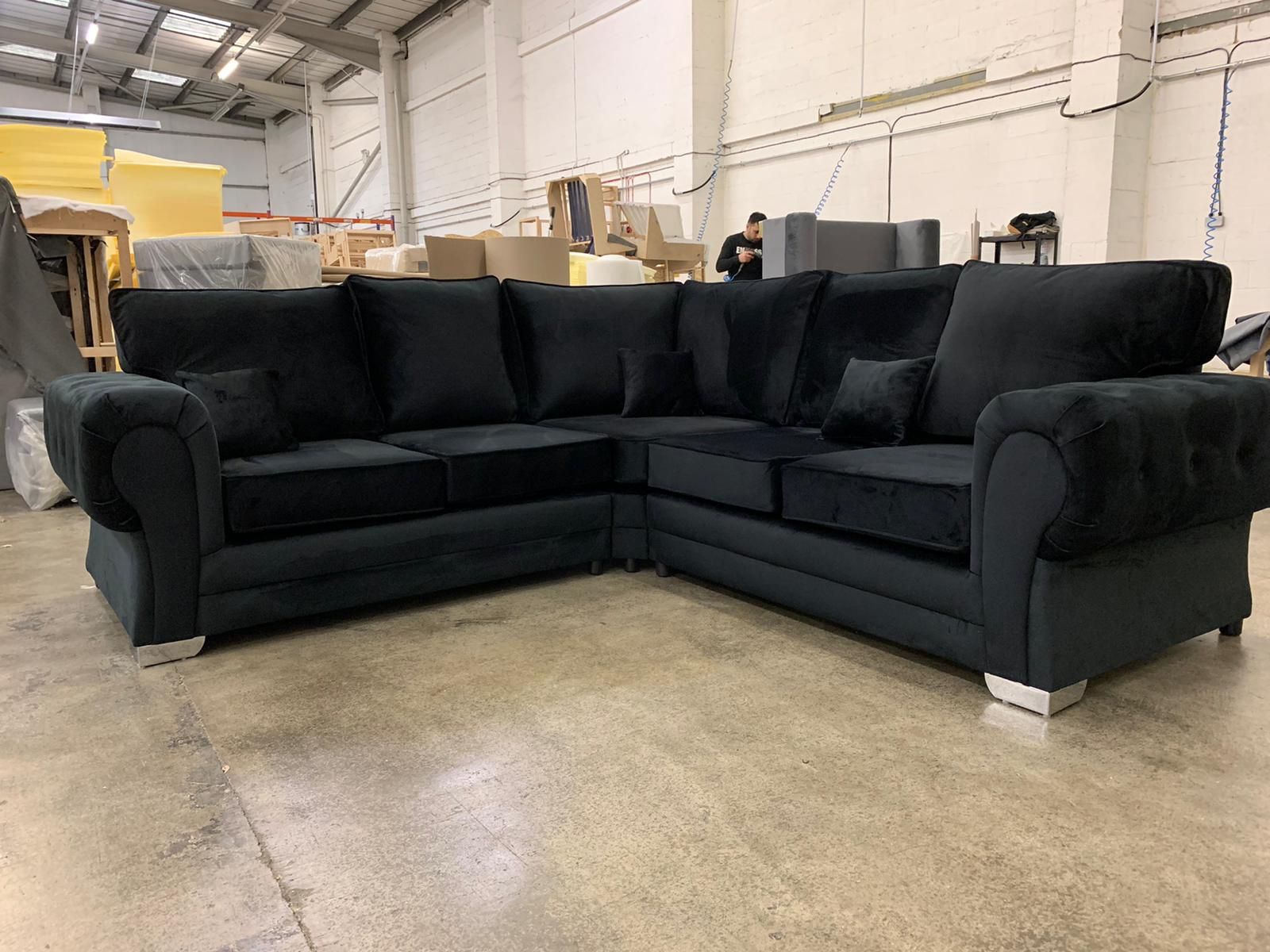 Shop Verona Corner – Black Fullback Sofa At Sofa World | Live In Comfort |  Sofas On Finance, Finance For Sofas Pertaining To Sofas In Black (View 12 of 15)