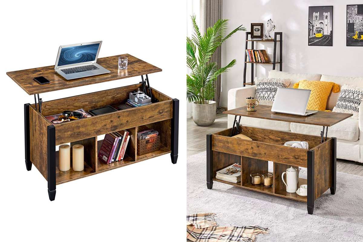 Shoppers Love The Farmhouse Yaheetech Lift Top Coffee Table In Lift Top Coffee Tables With Hidden Storage Compartments (View 9 of 15)