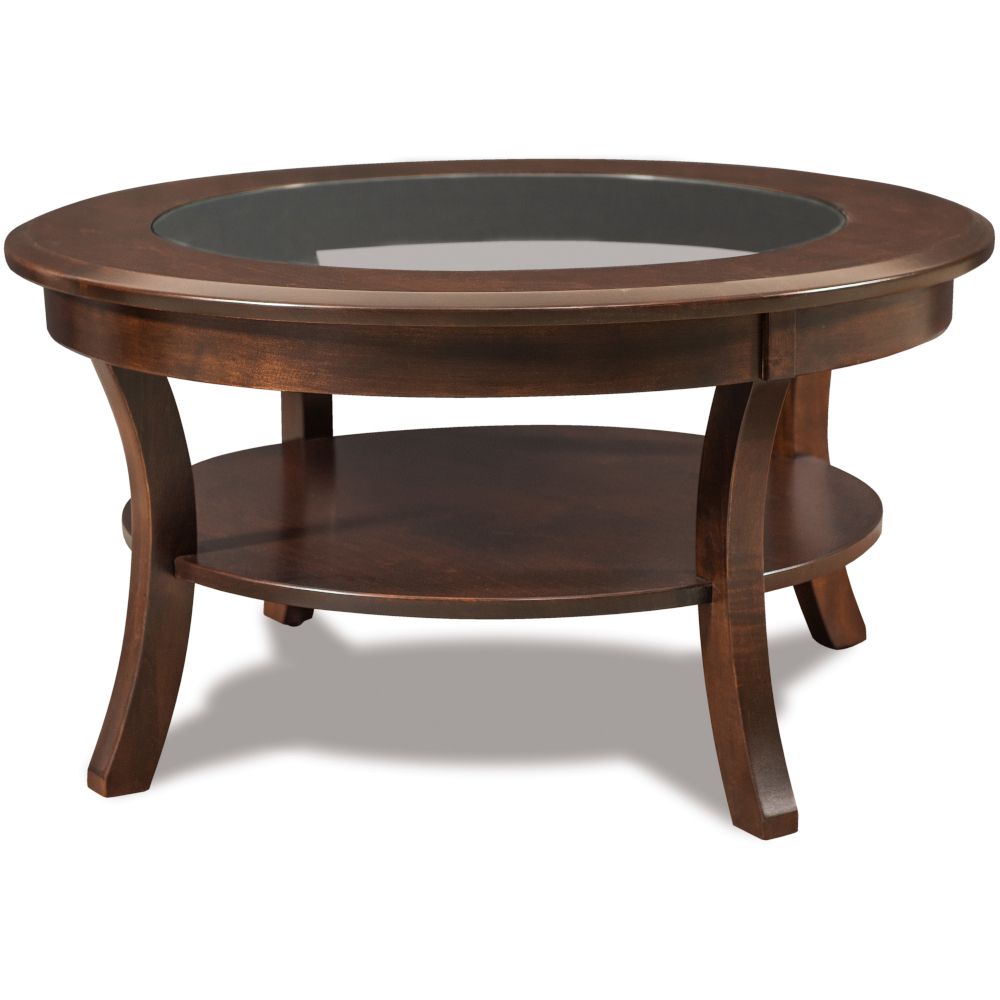 Sierra Round Glass Top Amish Coffee Table – Handcrafted | Cabinfield For Coffee Tables With Round Wooden Tops (View 7 of 15)