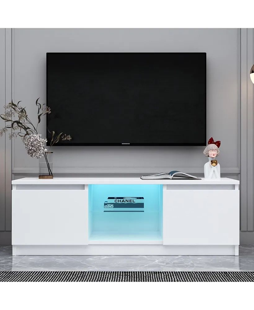 Simplie Fun Tv Cabinet Wholesale, White Tv Stand With Lights, Modern Led Tv  Cabinet With Storage Drawers, Living Room Entertainment Center Media Conso  | Hawthorn Mall Intended For Tv Stands With Lights (Photo 11 of 15)