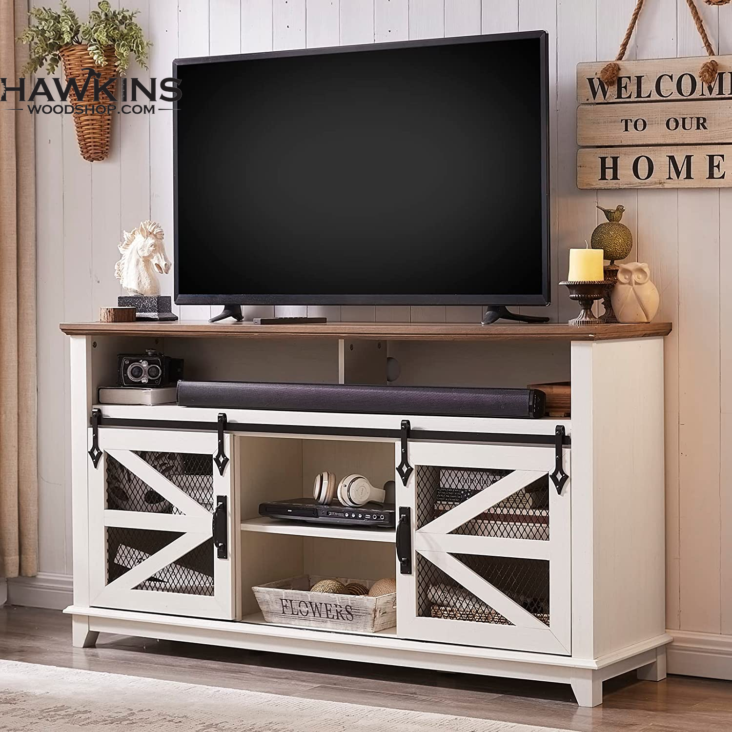 Sliding Barn Door Tv Stand, Industrial, Modern Media Entertainment Center W/Sliding  Barn Door, Rustic Tv Console Cabinet, Adjustable Shelves, Antique White –  Built To Order, Made In Usa, Custom Furniture – Free Within Barn Door Media Tv Stands (Photo 8 of 15)