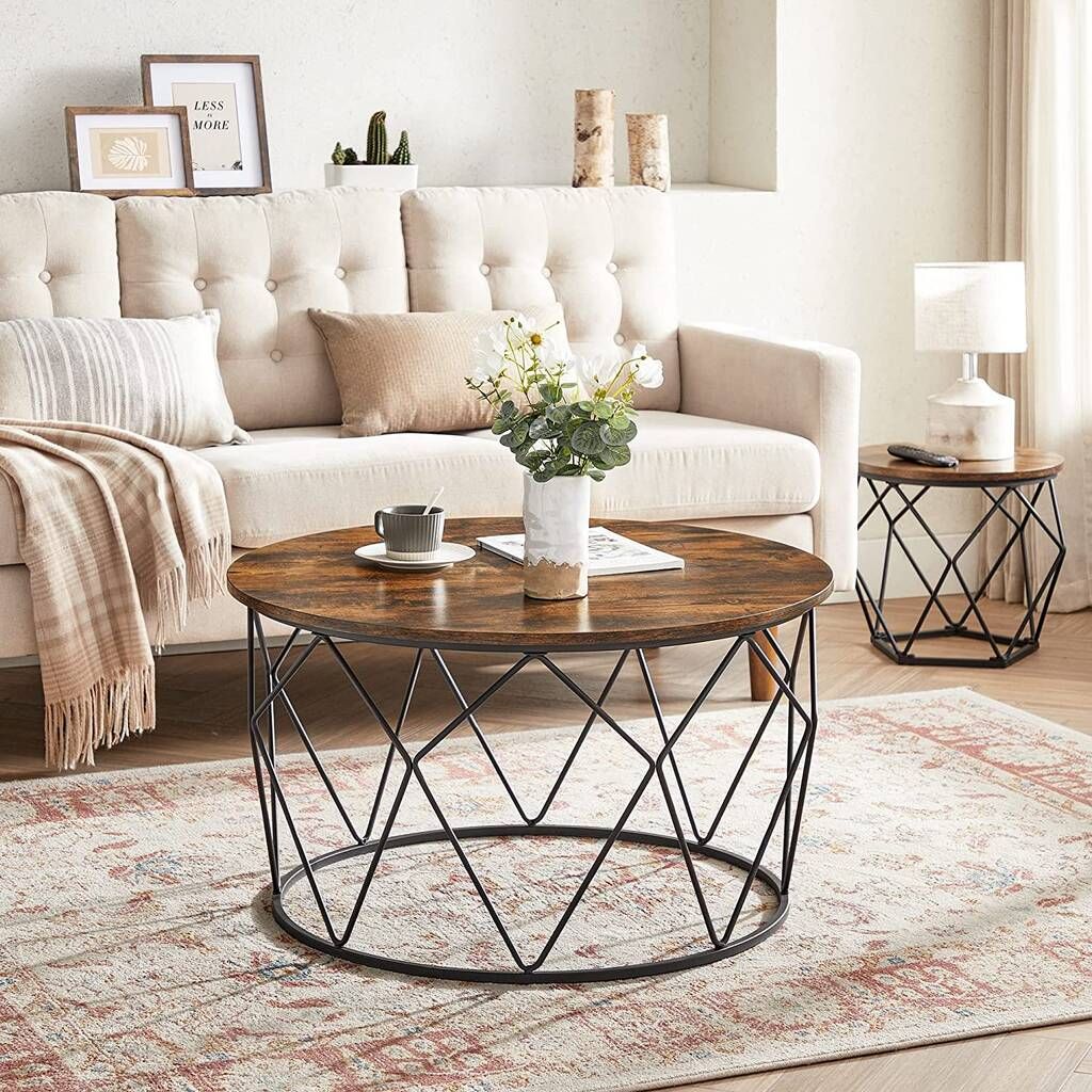 Small Centre Round Coffee Table With Steel Framemomentum |  Notonthehighstreet With Round Coffee Tables With Steel Frames (View 4 of 15)