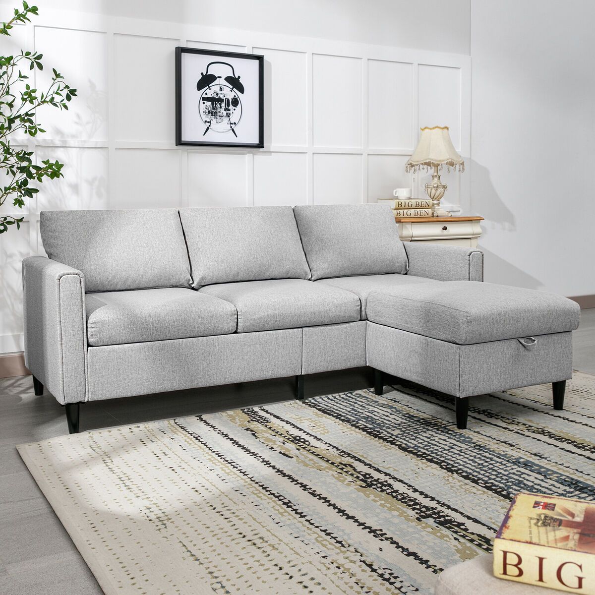 Small Convertible Sectional Sofa Couch, 77"L Shape Sofa With Storage  Ottoman | Ebay For Convertible L Shaped Sectional Sofas (View 3 of 15)
