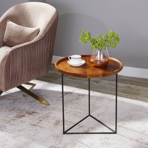 Small Wooden Coffee Table With Metal Frame – Simply Side Tables Within Round Coffee Tables With Steel Frames (View 12 of 15)