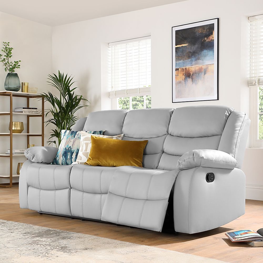 Sorrento 3 Seater Recliner Sofa, Light Grey Classic Faux Leather Only  £699.99 | Furniture And Choice Intended For Sofas In Light Gray (Photo 2 of 15)