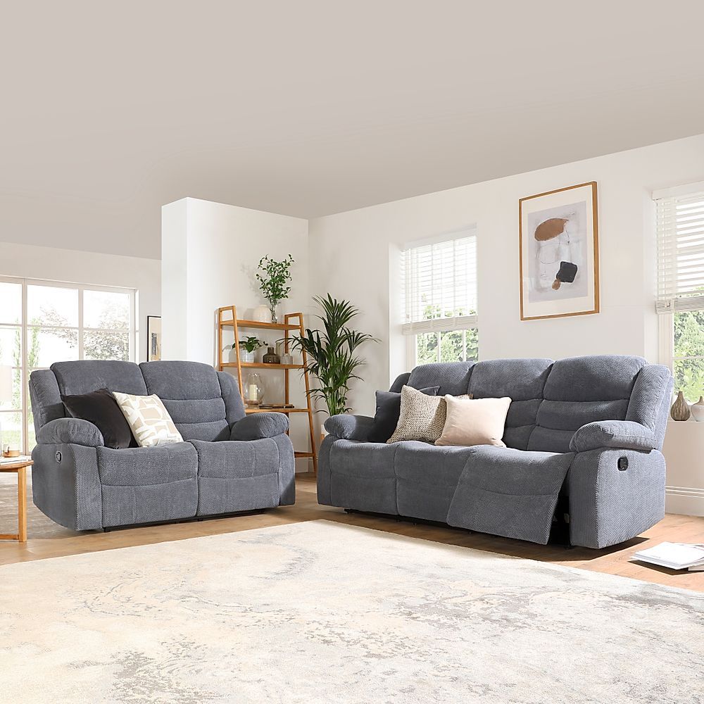 Sorrento 3+2 Seater Recliner Sofa Set, Dark Grey Dotted Cord Fabric Only  £1199.98 | Furniture And Choice Pertaining To Sofas In Dark Grey (Photo 6 of 15)