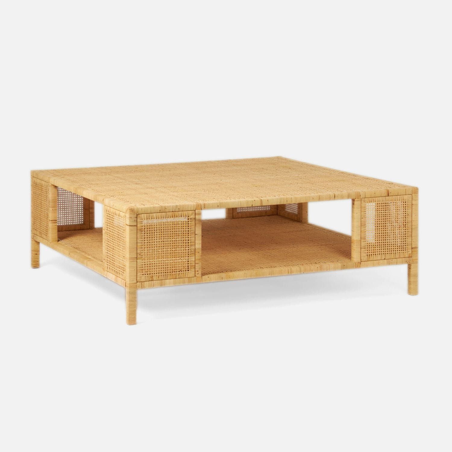 Square Peeled Rattan Coffee Table – Mecox Gardens Pertaining To Rattan Coffee Tables (View 11 of 15)