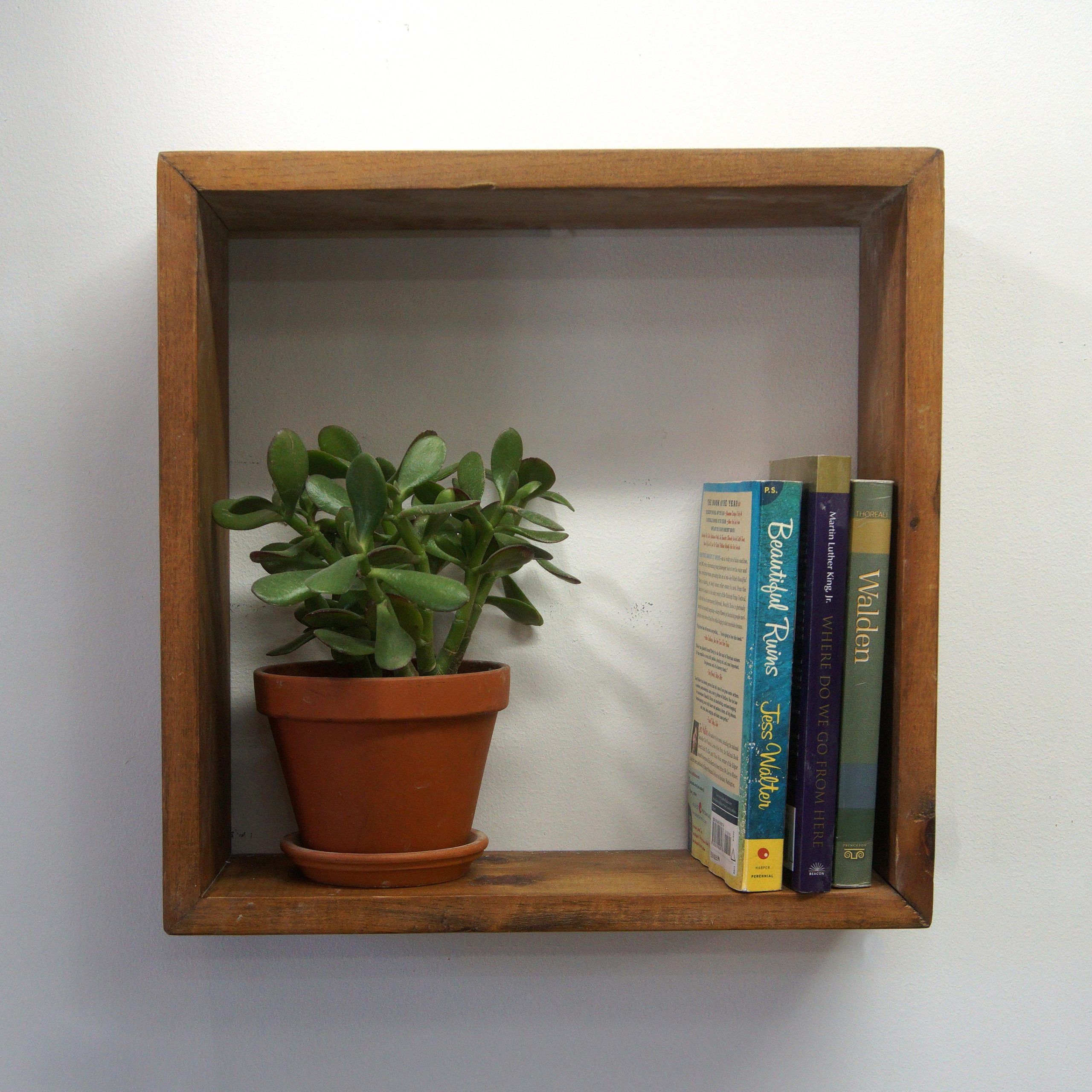 Square Wall Book Shelf,Floating Bookshelf, Floating Shelves, Hanging  Bookshelves, Wall Bookcase Storage, Reclaimed Wood, Modern Shelf – Etsy In Asymmetrical Console Table Book Stands (View 12 of 13)