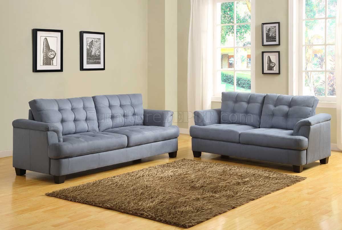 St. Charles 9736 Sofa – Homelegance – Blue Grey Fabric W/Options Throughout Sofas In Bluish Grey (Photo 9 of 15)