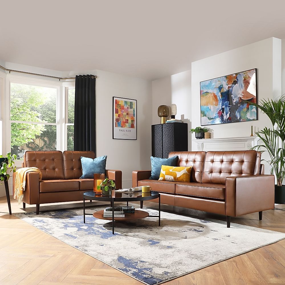 Stockholm 3+2 Seater Sofa Set, Tan Premium Faux Leather Only £ (View 9 of 15)