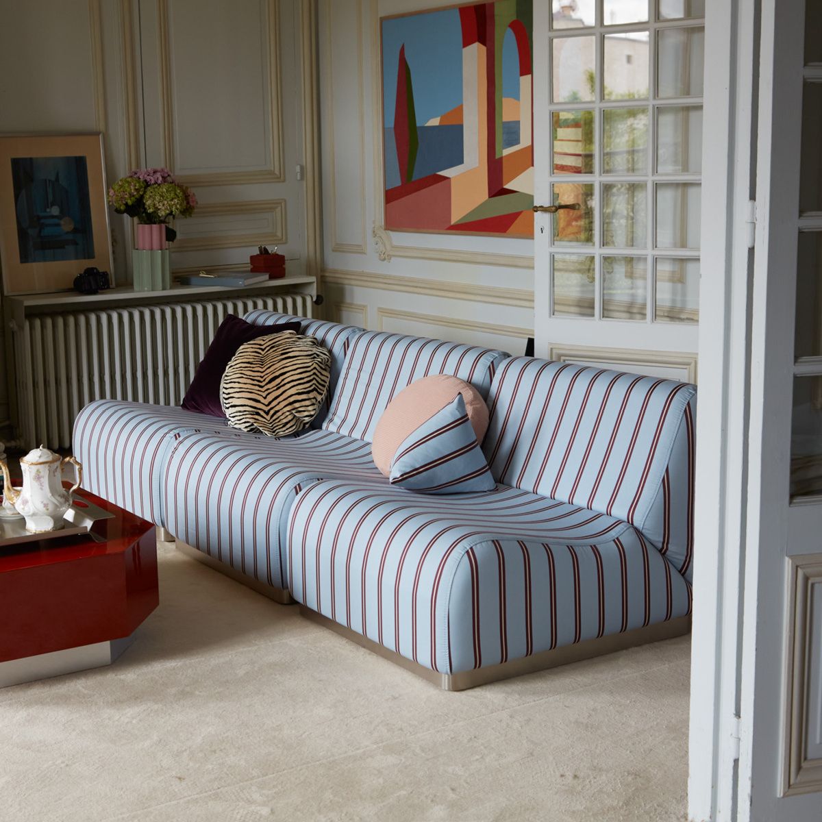 Striped Modular Sofa – Rotondo – The Socialite Family In Sofas In Blue (Photo 8 of 15)