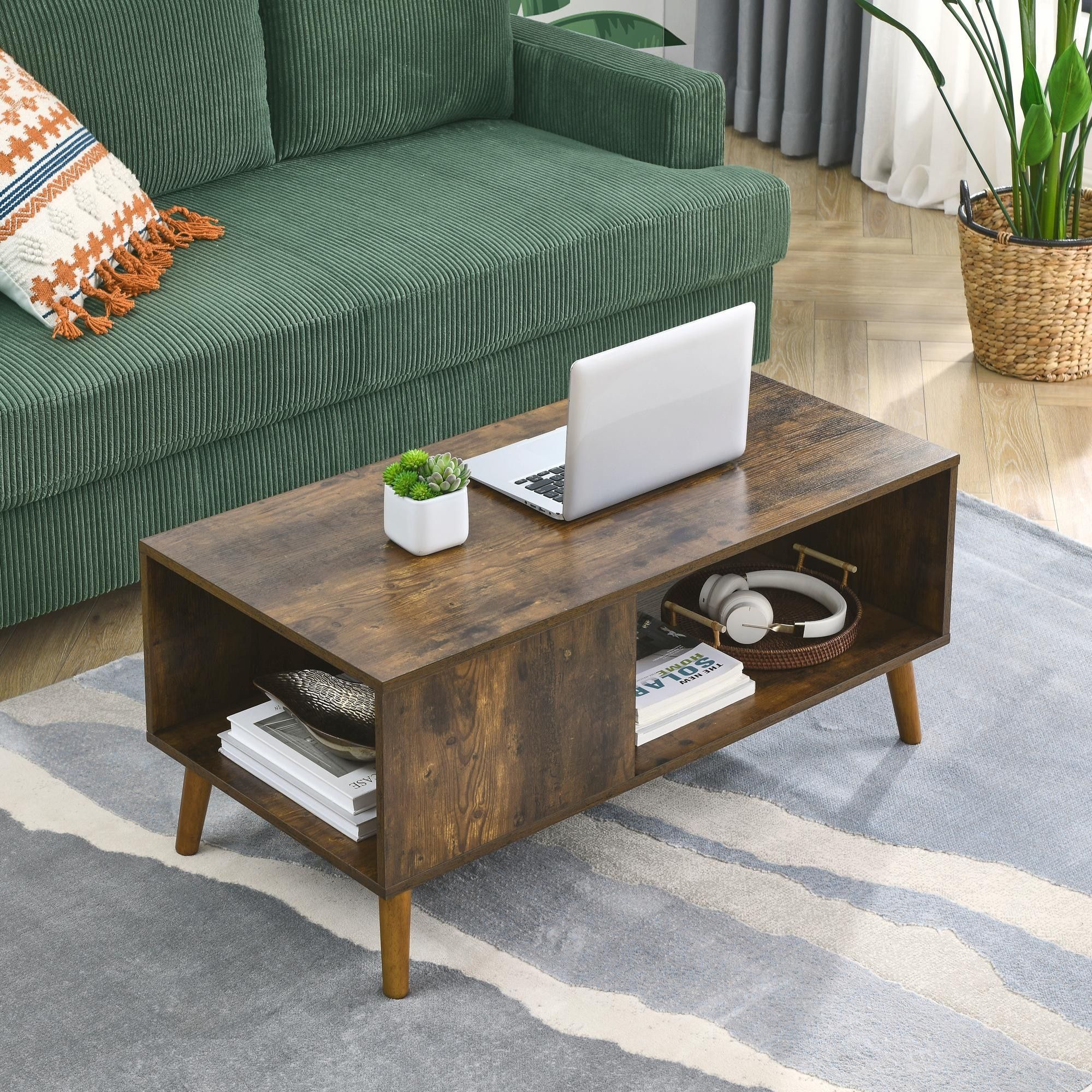 Stylish Coffee Table With Open Storage Shelf For Living Room Decor – On  Sale – Bed Bath & Beyond – 38423210 Throughout Coffee Tables With Open Storage Shelves (View 4 of 15)