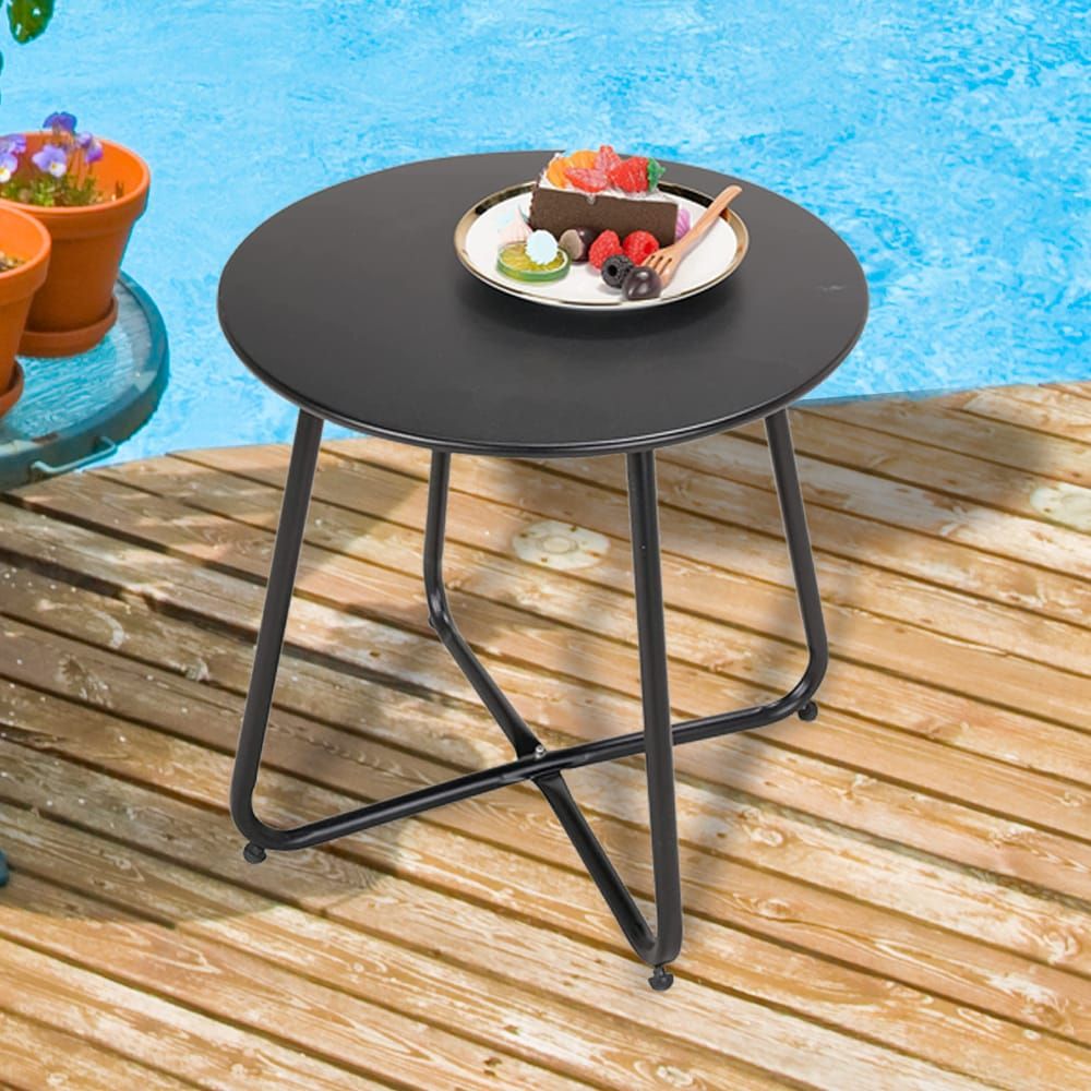 Sunrinx Round Outdoor End Table 17.75 In W X 17.75 In L In The Patio Tables  Department At Lowes Within Round Steel Patio Coffee Tables (Photo 9 of 15)