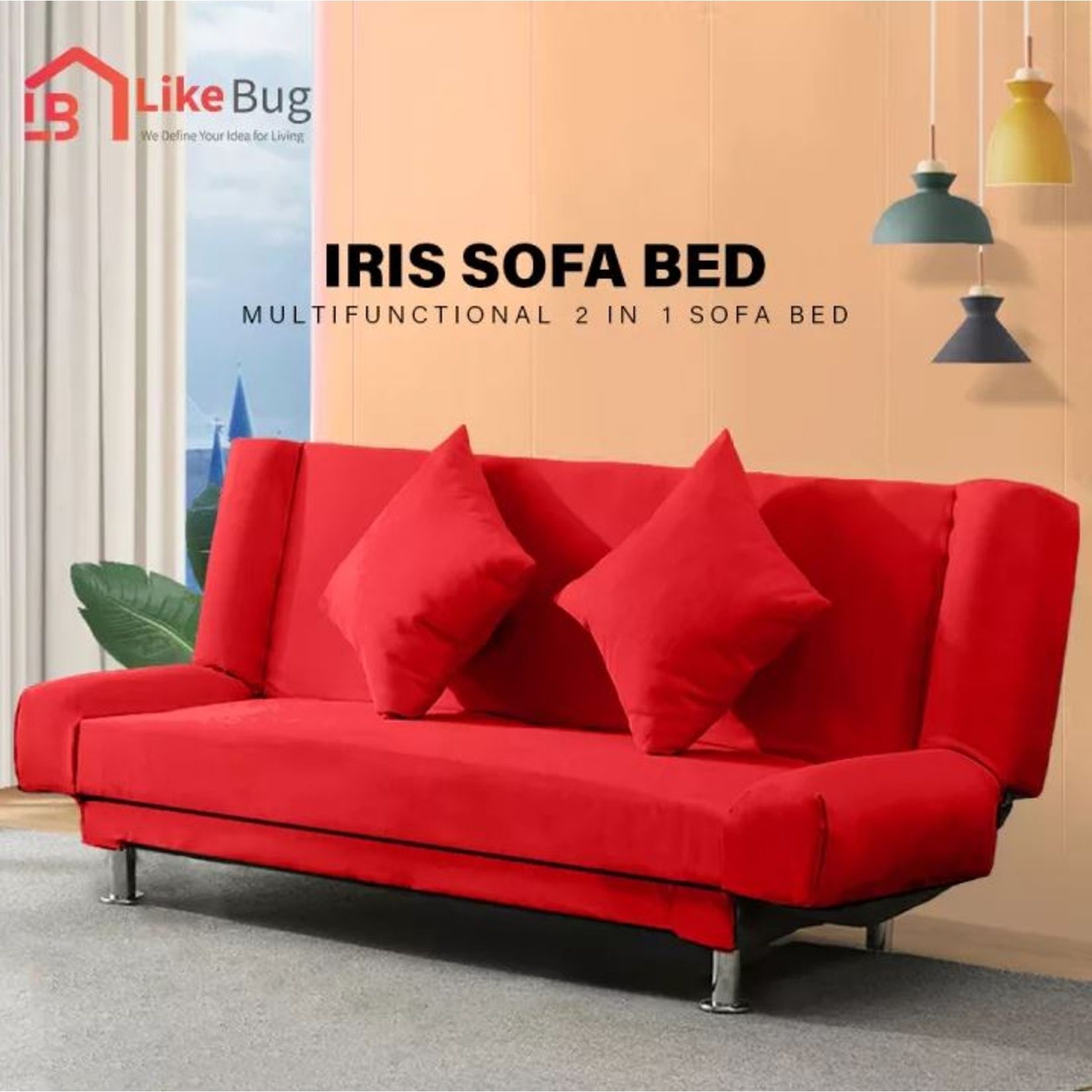 Sunway Emall | Your Favourite Mall Is Now Online | Kenzzo: Iris Durable Foldable  2 In 1 Sofa Bed (2 Seater/ 3 Seater) (Red/Brown/Stripe) Sunway Emall | Your  Favourite Mall Is Now Online | Regarding 2 In 1 Foldable Sofas (View 11 of 15)