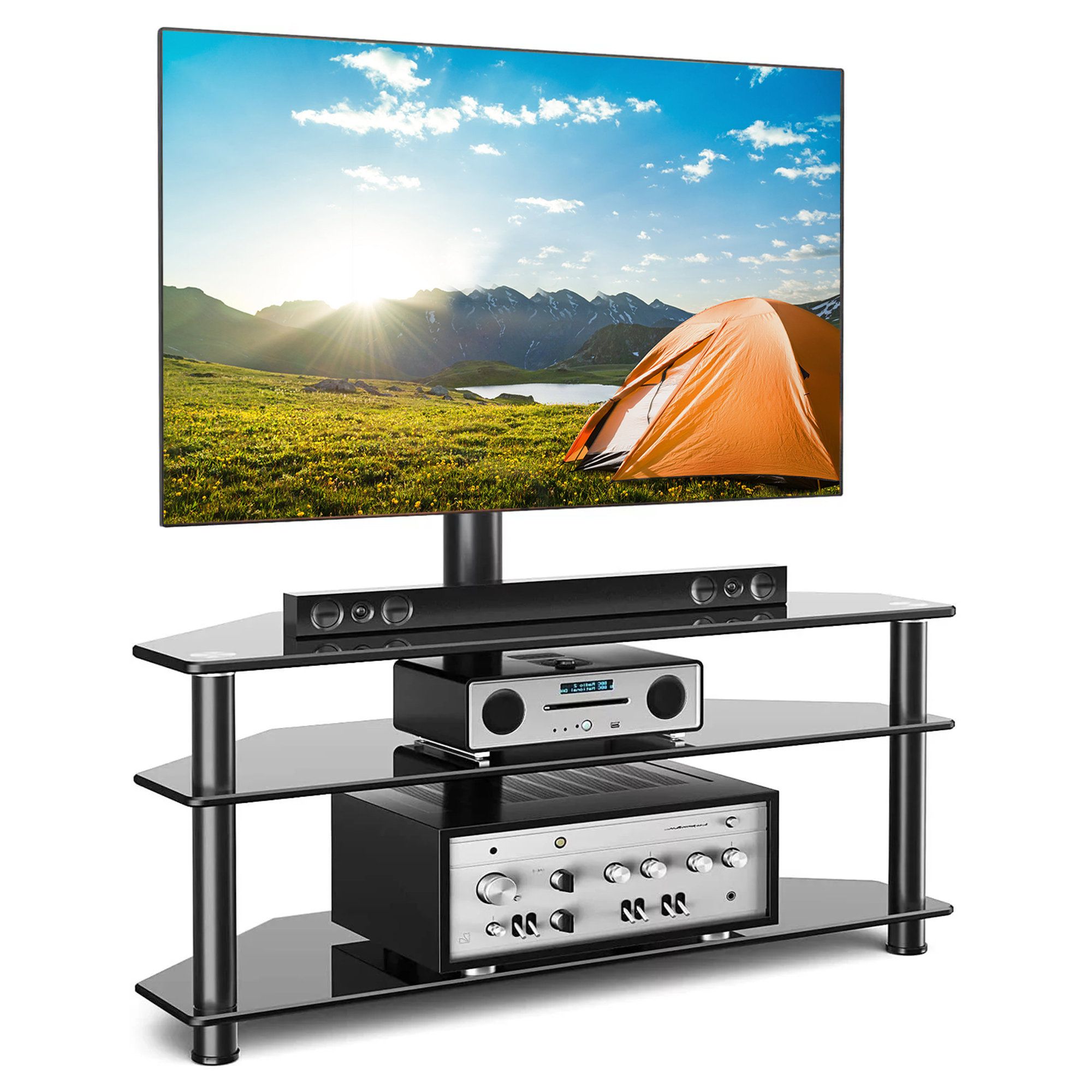 Symple Stuff Dmitrijus 3 Tier Multi Function Tv Stand For 32 65 Inch Tvs |  Wayfair Within Tier Stands For Tvs (Photo 7 of 15)