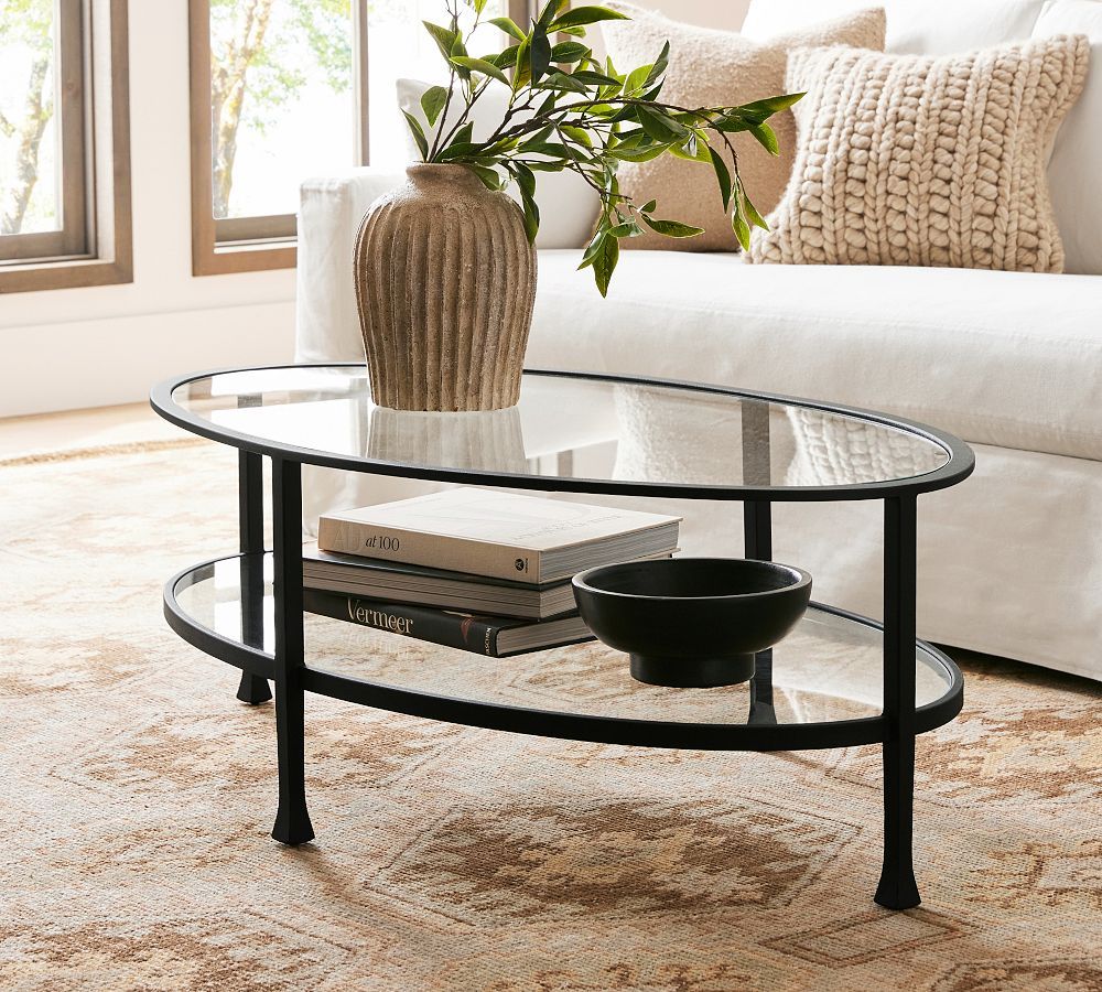 Tanner Oval Glass Coffee Table | Pottery Barn For Oval Glass Coffee Tables (Photo 1 of 15)