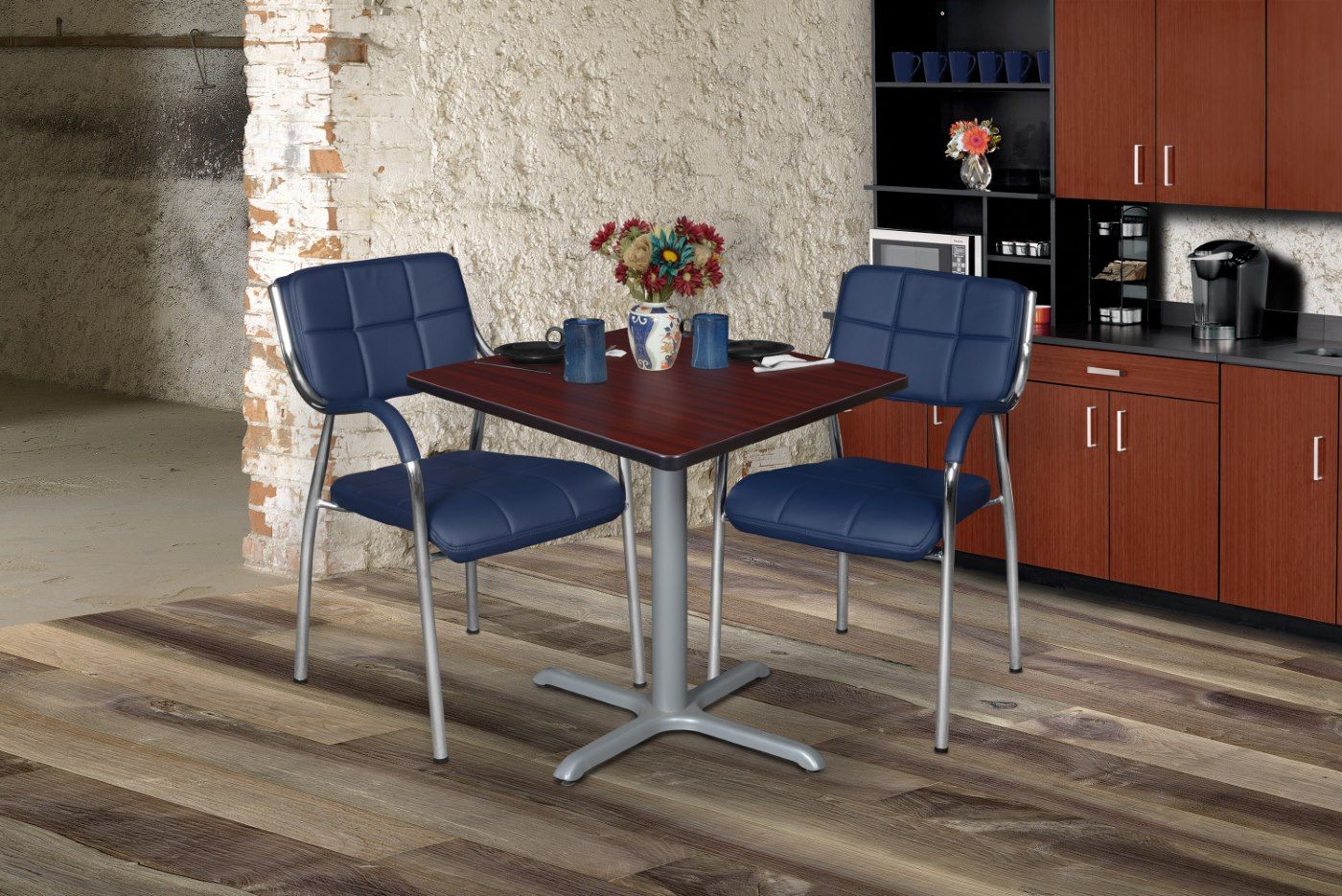 Tb3030Mhgy | Regency Cain 30 In. Small Square X Base Breakroom Table   Mahogany Top, Grey Legs | Free Shipping! Within Regency Cain Steel Coffee Tables (Photo 13 of 15)