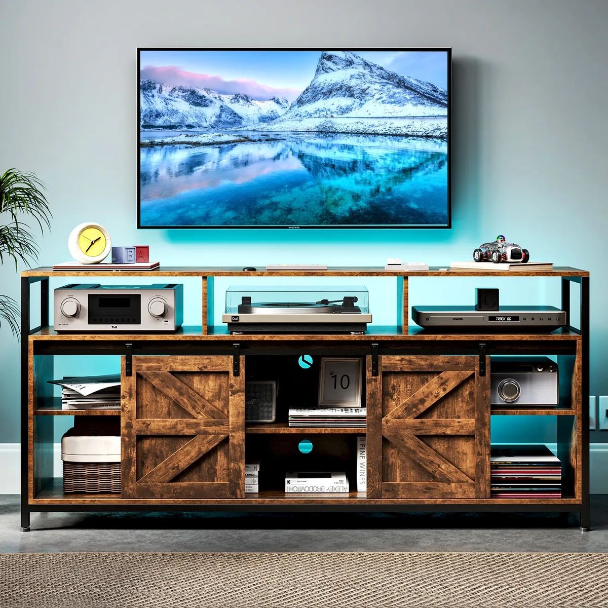 Tc Homeny Tv Stand With Power Station + Rgb Led Tv Cabinet Entertainment  Center | Ebay Regarding Rgb Tv Entertainment Centers (View 4 of 15)