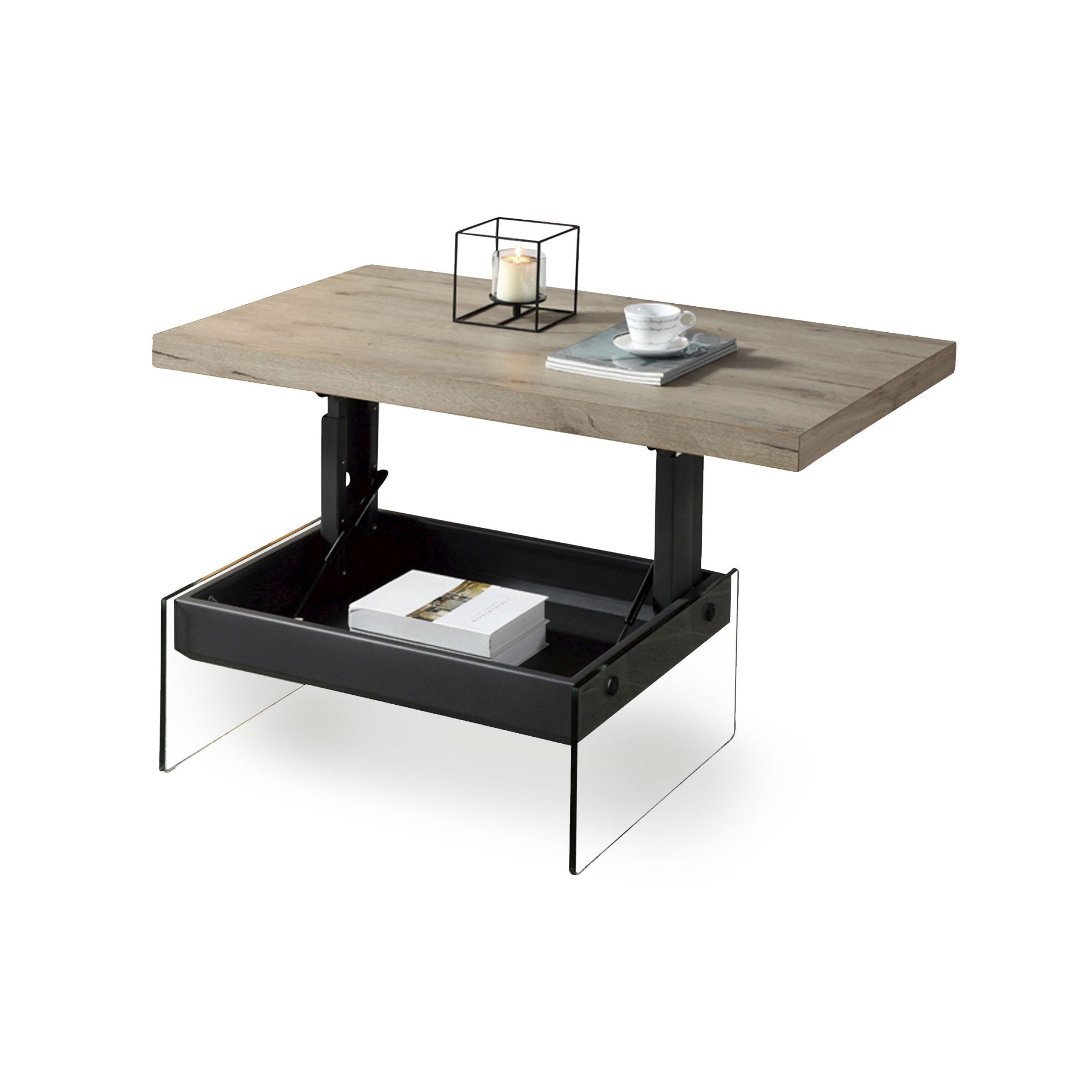 The Cadence L: Wood Lift Top Table With A Glass Base – Expand Furniture –  Folding Tables, Smarter Wall Beds, Space Savers Throughout Lift Top Coffee Tables (Photo 11 of 15)