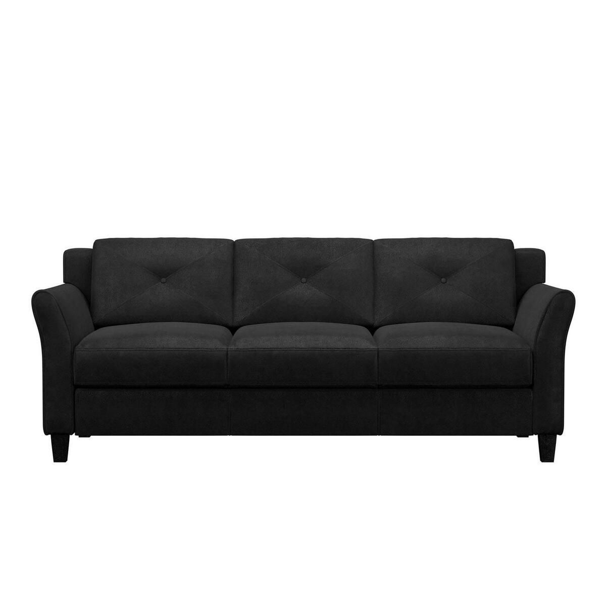 Traditional Sofa Curved Rolled Arms Comfortable Taryn Black Fabric | Ebay Regarding Traditional Black Fabric Sofas (View 4 of 15)