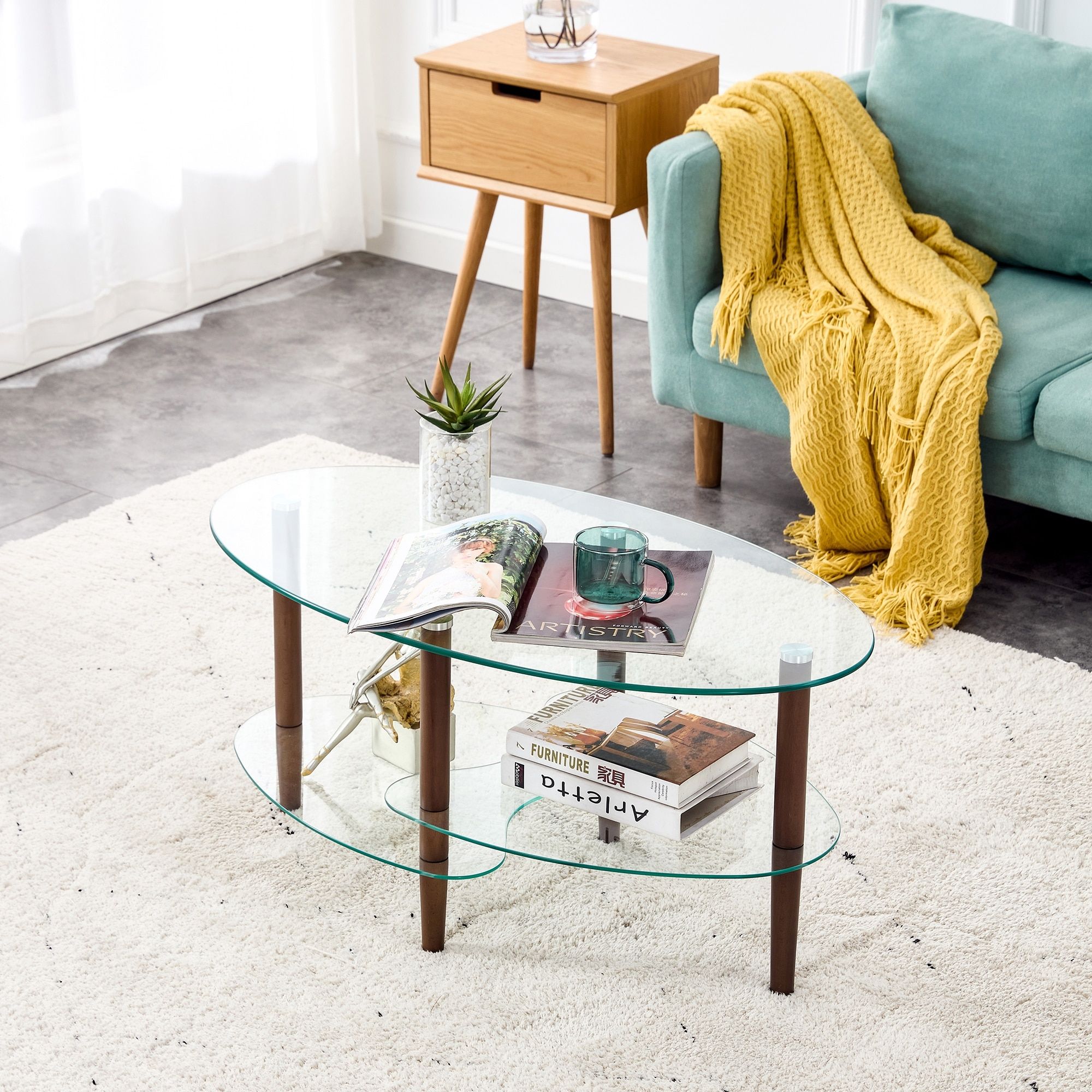 Transparent Oval Glass Coffee Table 3 Layer Side Tables – 35.44Undefined X  19.7Undefined X 17.72Undefined – On Sale – Bed Bath & Beyond – 36799295 Within Transparent Side Tables For Living Rooms (Photo 14 of 15)