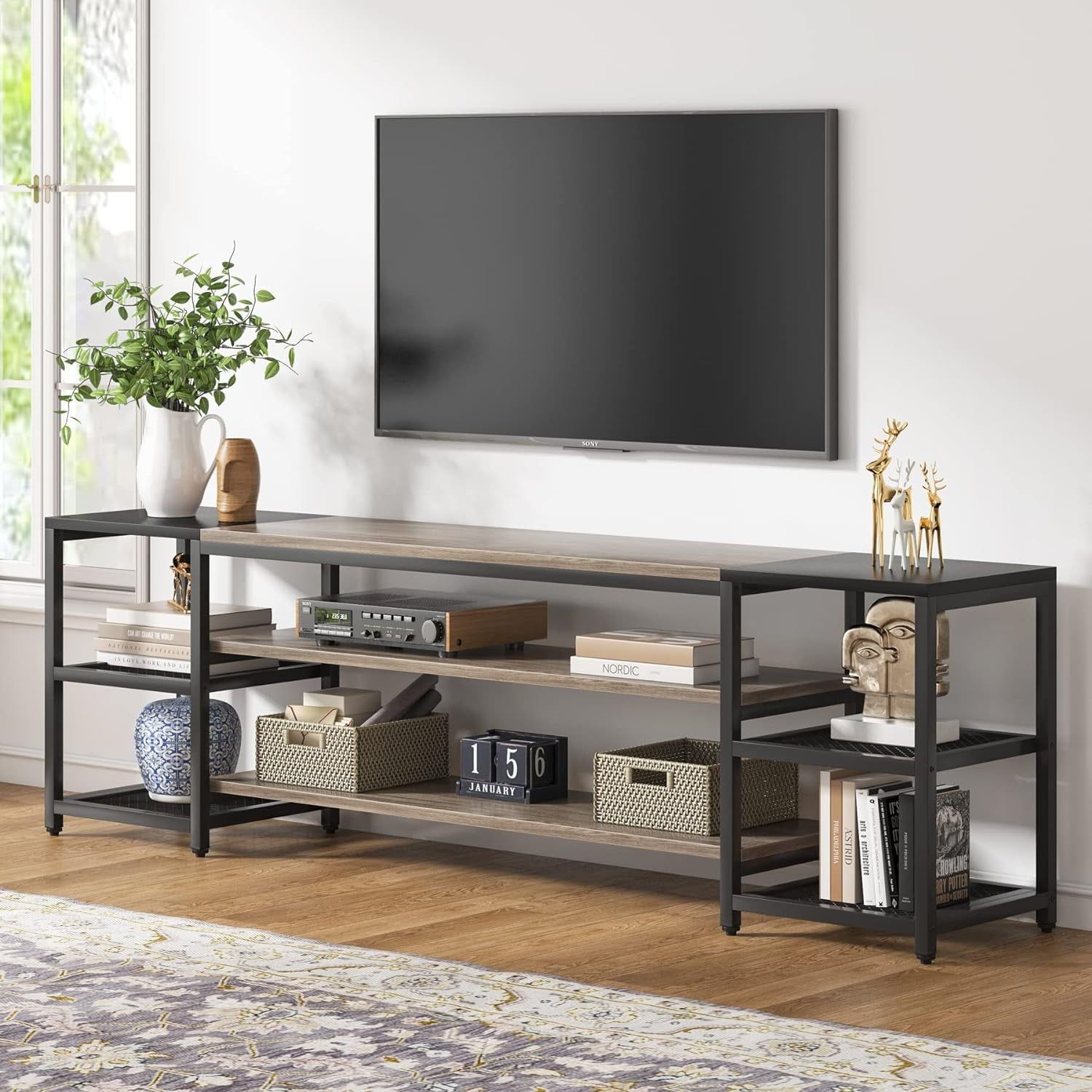 Tribesigns 78 Inch Tv Stand For Tvs Up To 85 Inch, Media Entertainment  Center Console Table, Industrial 3 Tier Tv Console Table With Storage  Shelves For Living Room, Entertainment Room – Walmart With Tier Stands For Tvs (Photo 11 of 15)
