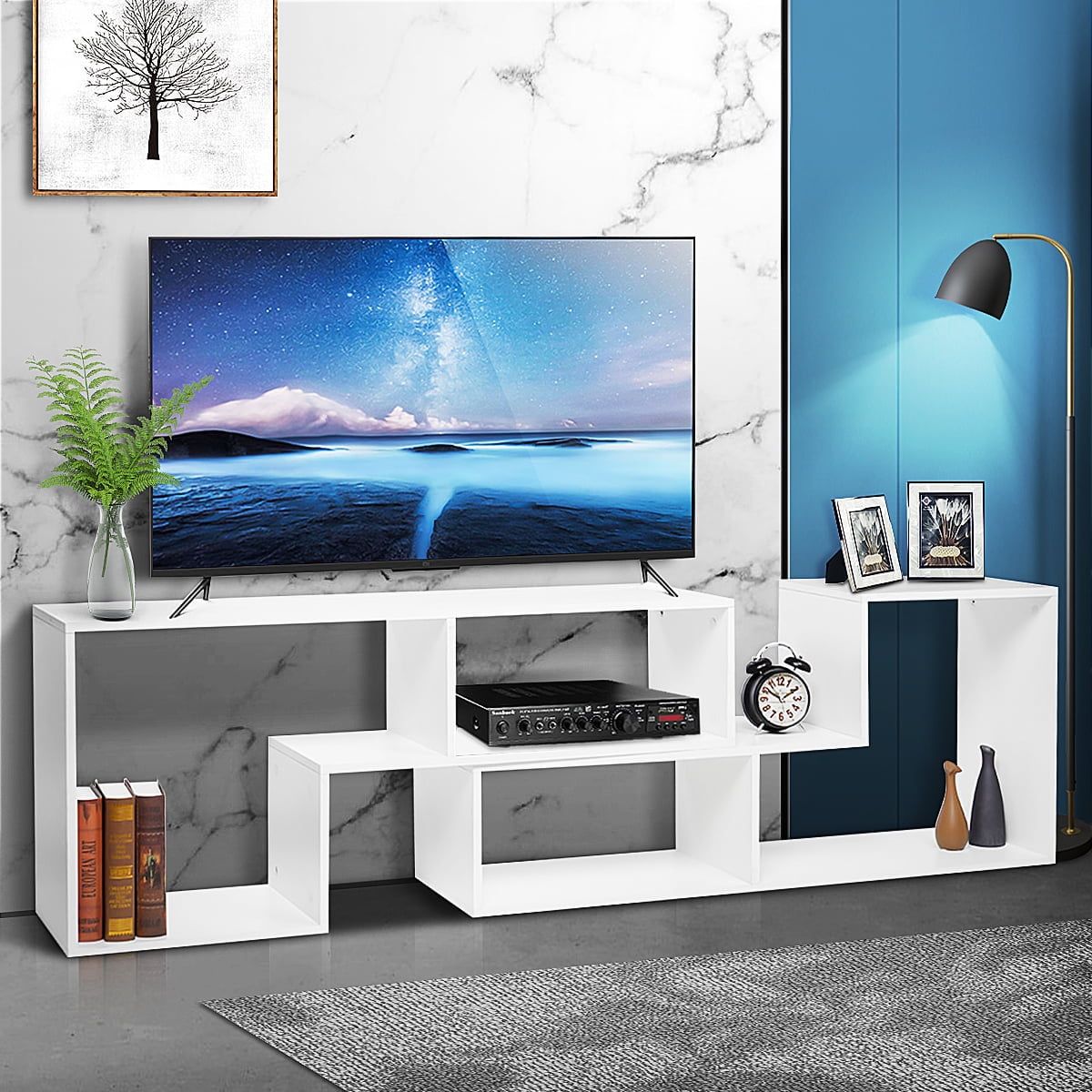 Tv Stand For 40'' – 80'' Tvs Diy Convertible Storage Bookcase Shelf Modern  Entertainment Center For Tvs Media Console Tv Cabinet For Video Gaming  Movies – Walmart Inside Modern Stands With Shelves (Photo 3 of 15)