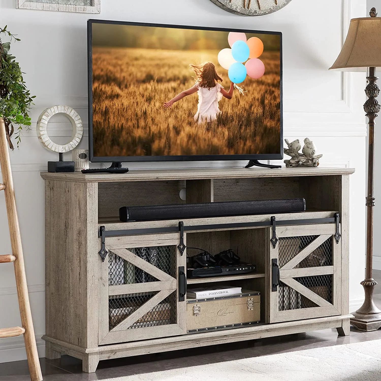 Tv Stand For 65+ Inch Tv, Industrial & Farmhouse Media Entertainment Center  W/Sliding Barn Door, Rustic Tv Console Cabinet W/Adjustable Shelves For  Living Room – China Tv Console Cabinet, Tv Cabinet | Within Barn Door Media Tv Stands (Photo 11 of 15)