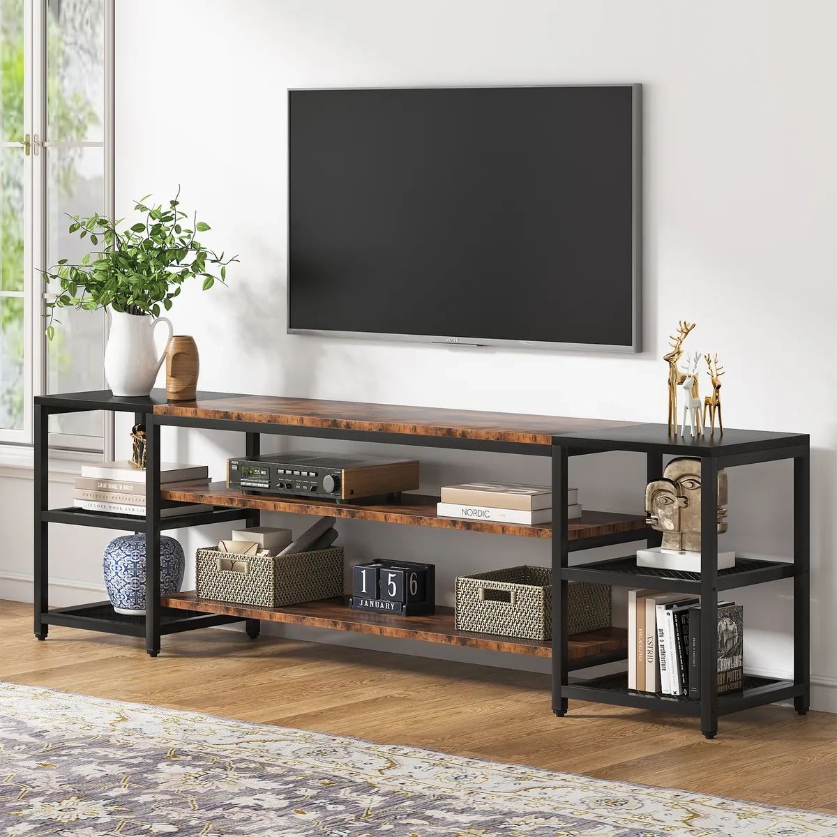 Tv Stand For 85" Tvs Entertainment Center Media Console Table Storage  Cabinet | Ebay Within Media Entertainment Center Tv Stands (View 7 of 15)