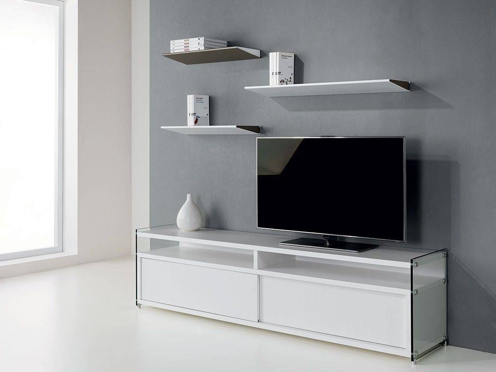 Tv Stand In Glass And Wood Media With Regard To Media Entertainment Center Tv Stands (Photo 5 of 15)
