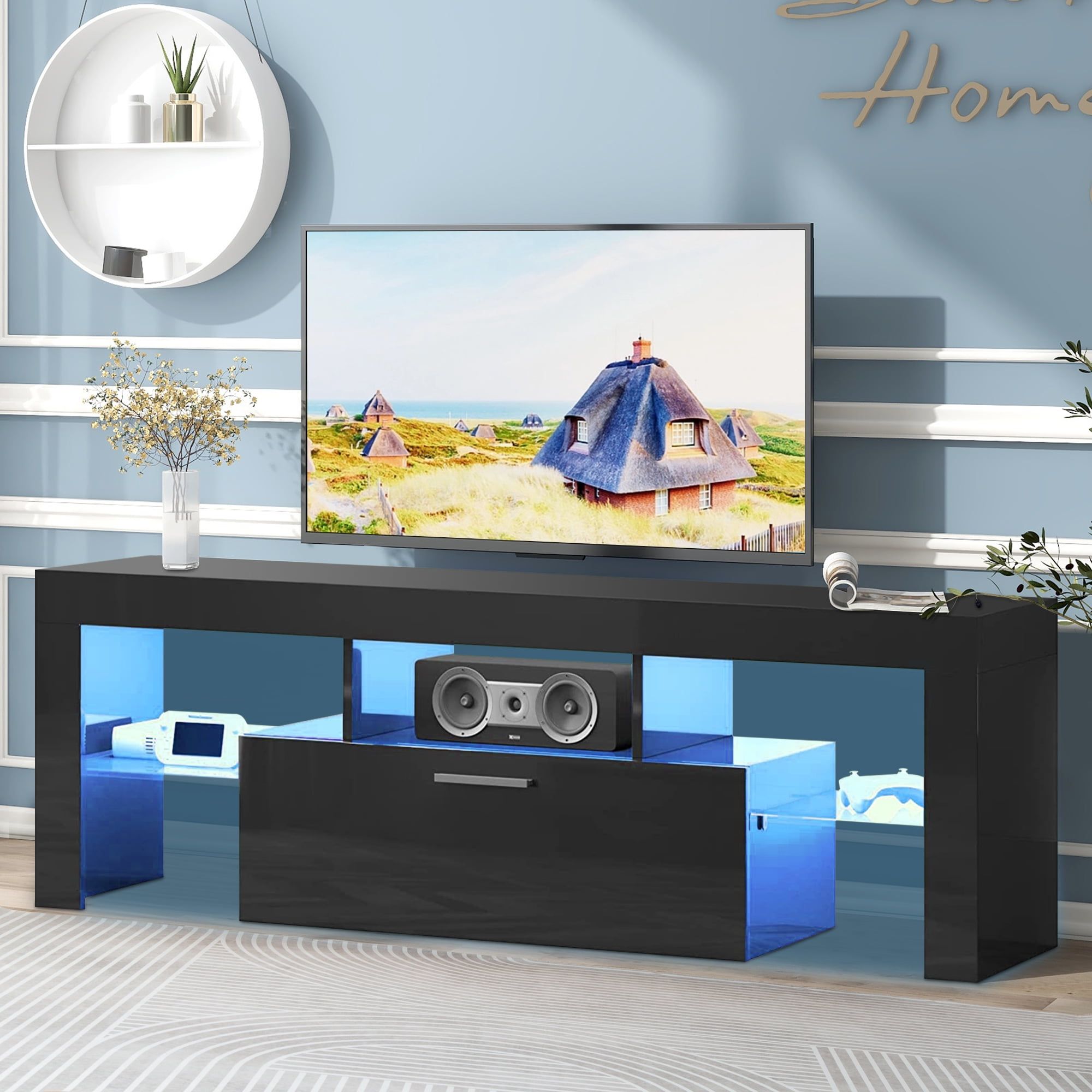 Uhomepro Tv Stand For Tvs Up To 55, Living Room Morocco | Ubuy Within Rgb Entertainment Centers Black (Photo 9 of 15)