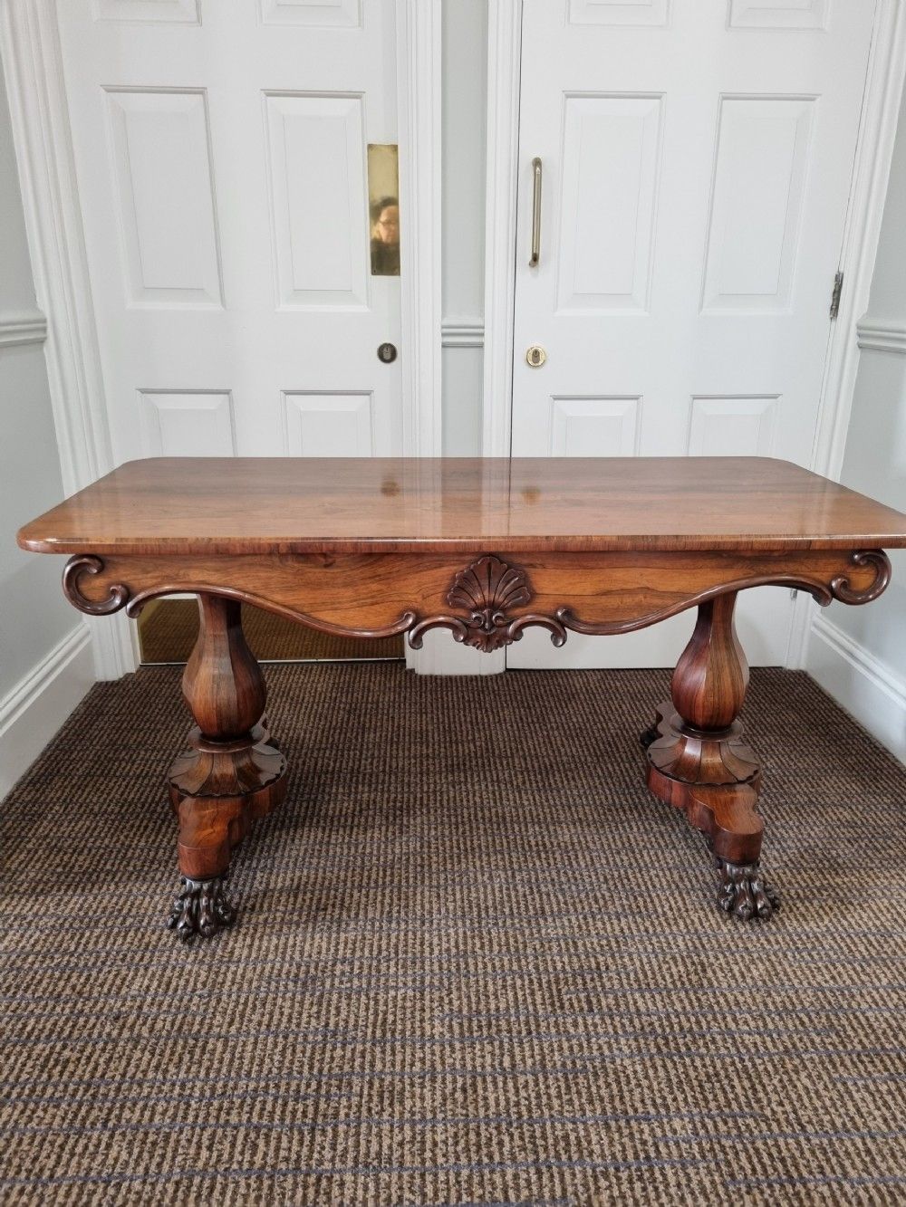 Unusual 19Thc Freestanding Rosewood Table With Drawers | 1027796 |  Sellingantiques.co.uk Regarding Freestanding Tables With Drawers (Photo 12 of 15)