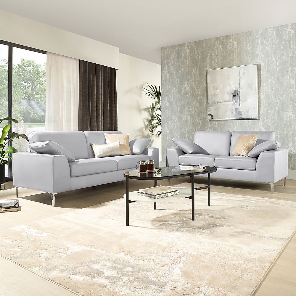 Valencia 3+2 Seater Sofa Set, Light Grey Classic Faux Leather Only £1099.98  | Furniture And Choice Regarding Sofas In Light Gray (Photo 1 of 15)