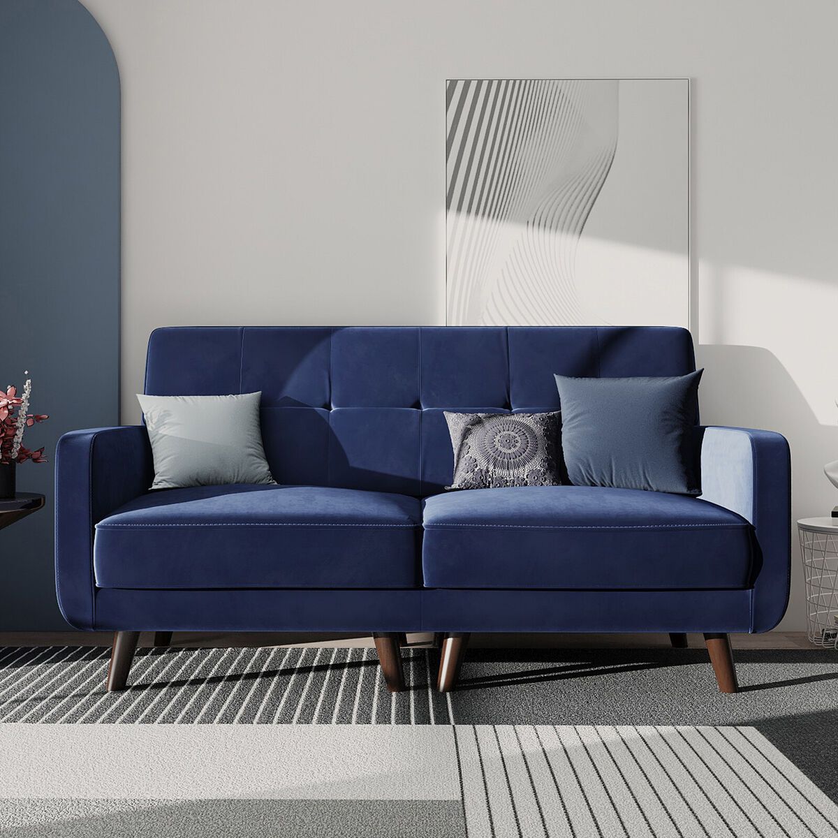 Velvet Tufted Loveseat Modern 2 Seater Sofa Couch For Living Room Small  Space | Ebay In Small Love Seats In Velvet (Photo 13 of 15)