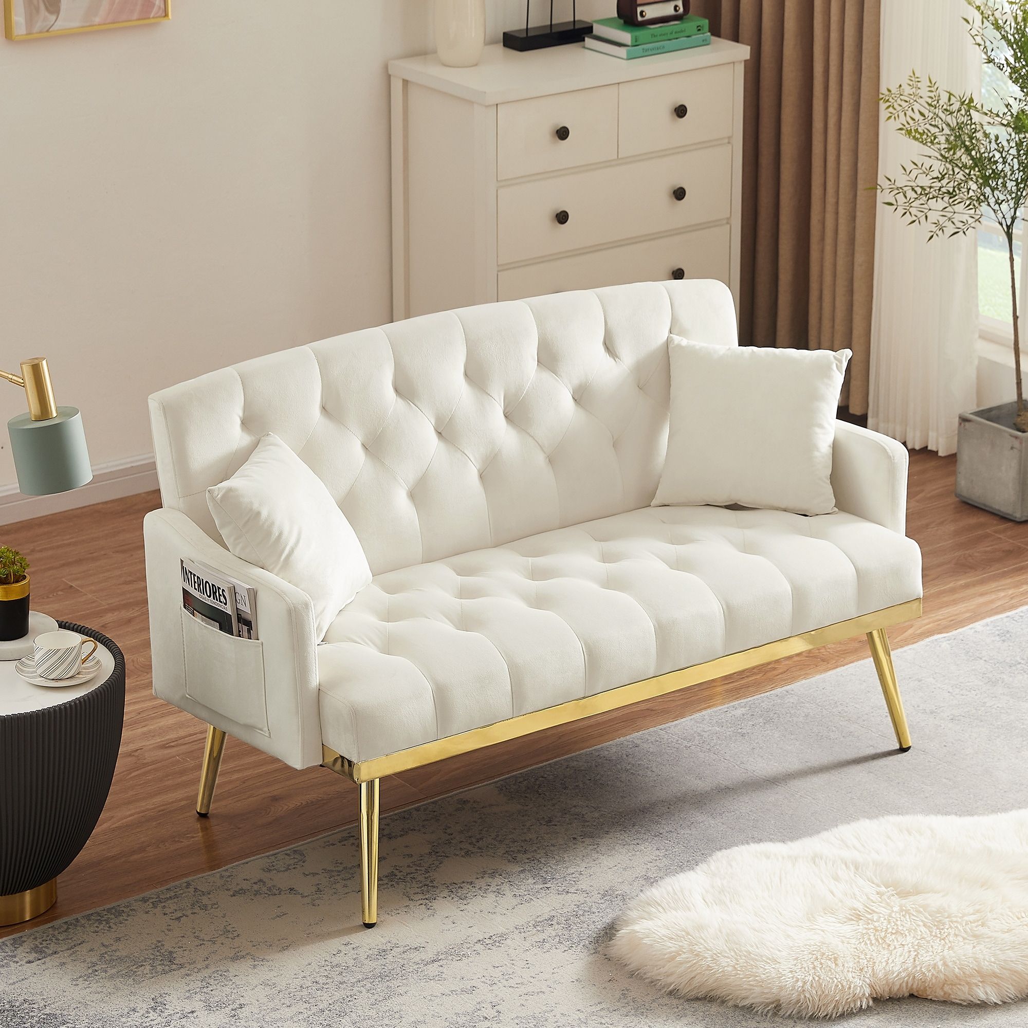 Velvet Upholstered Loveseat, Small 2 Seat Sofa – On Sale – Bed Bath &  Beyond – 38908491 For Small Love Seats In Velvet (Photo 10 of 15)