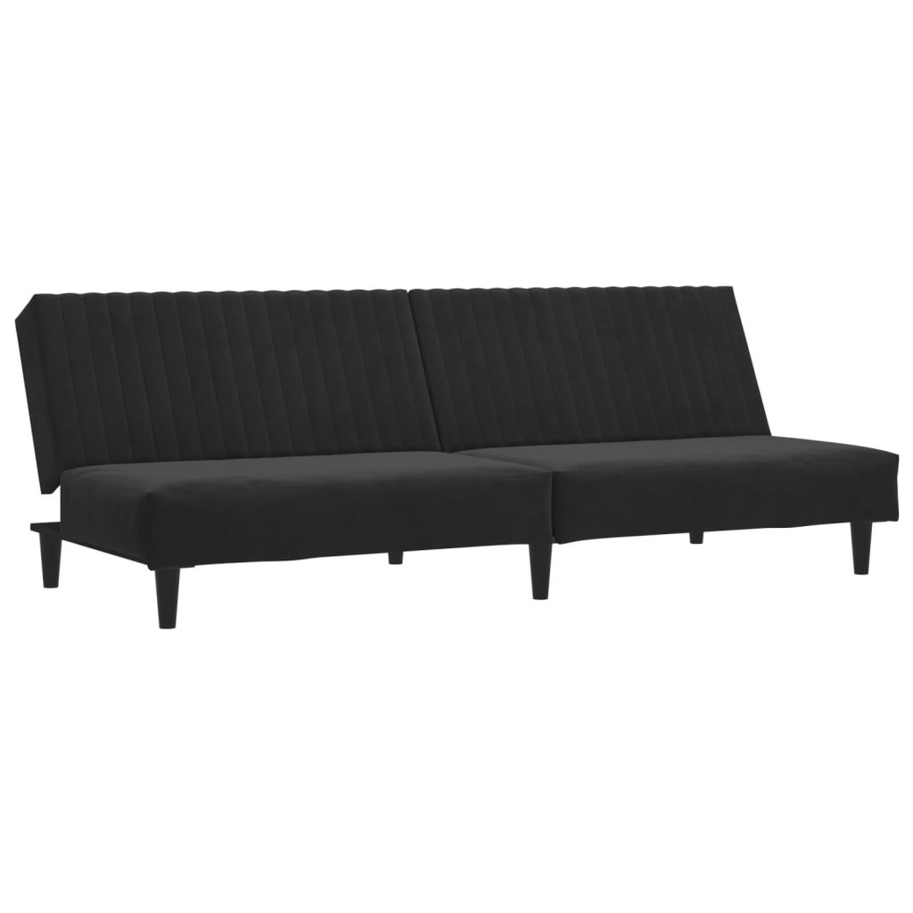 Vidaxl 2 Seater Sofa Bed Black Velvet | Vidaxl Throughout Black Velvet 2 Seater Sofa Beds (Photo 7 of 15)