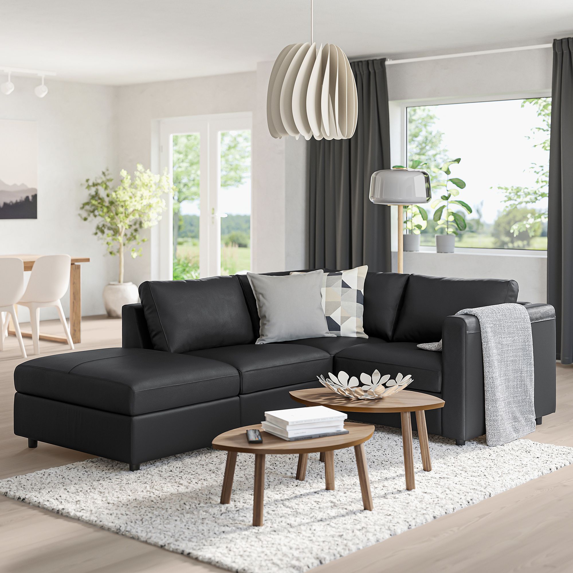 Vimle Corner Sofa, 3 Seat With Open End/Grann/Bomstad Black | Ikea Lietuva Intended For Microfiber Sectional Corner Sofas (Photo 2 of 15)