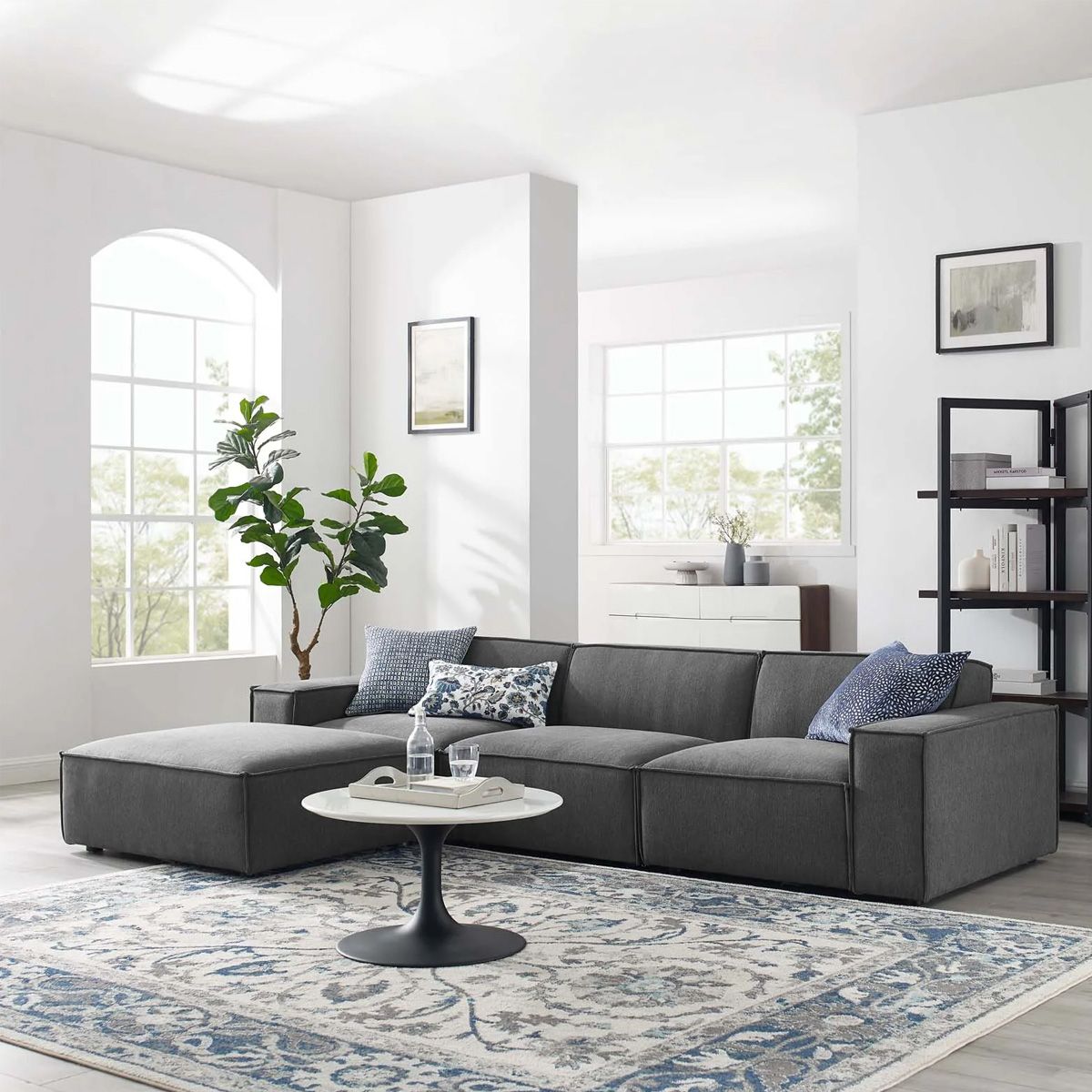Vitality Sectional Sofa 4 Pieces In Dark Grey From Aed 1949 | Atoz Furniture Inside Dark Gray Sectional Sofas (View 9 of 15)