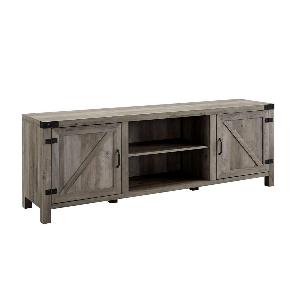 Walker Edison 70 In. Modern Farmhouse Tv Stand (Grey Wash) W70Bdsdgw In Farmhouse Tv Stands For 70 Inch Tv (Photo 13 of 15)