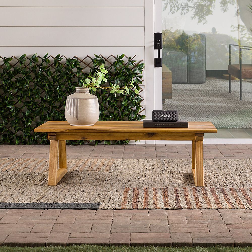 Walker Edison Modern Solid Acacia Wood Slatted Outdoor Coffee Table Natural  Bbrodctnl – Best Buy Throughout Natural Outdoor Cocktail Tables (Photo 8 of 15)