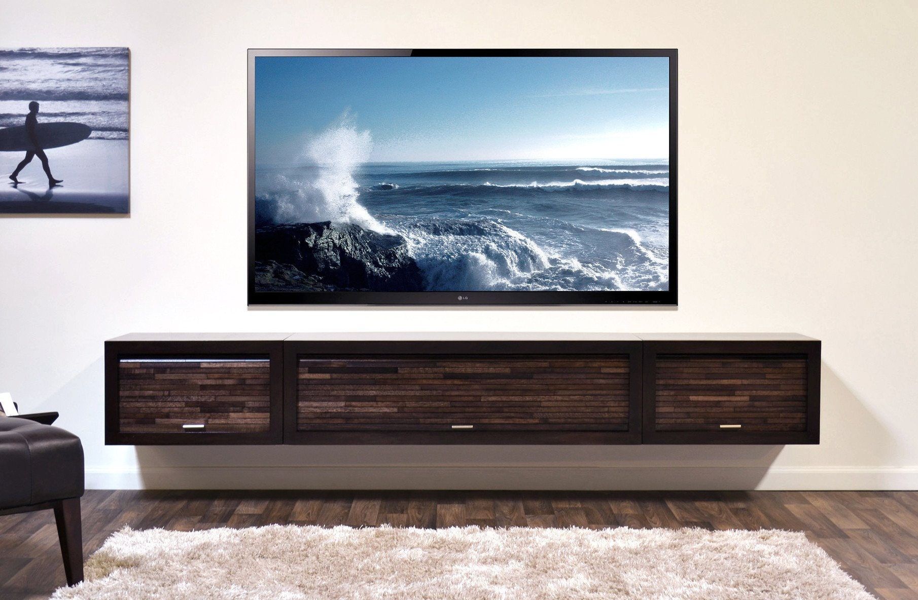 Wall Mount Entertainment Center Eco Geo Espresso – Etsy Regarding Wall Mounted Floating Tv Stands (View 15 of 15)
