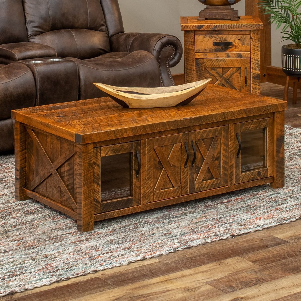 Western Winds Enclosed Coffee Table With 4 Doors In Coffee Tables With Storage And Barn Doors (View 3 of 15)
