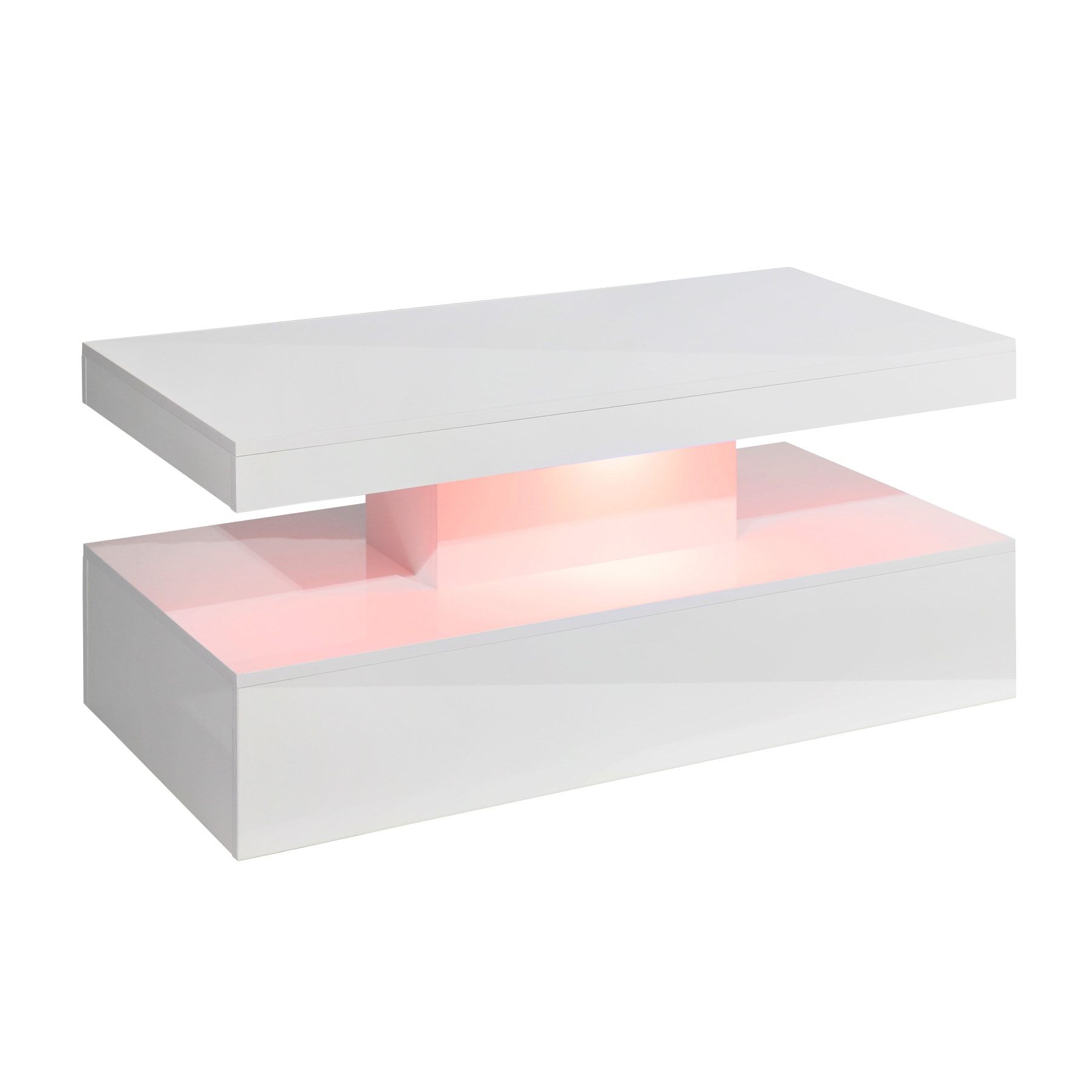 White Coffee Table With Rgb Led Lighting | Mmt Furniture In Rectangular Led Coffee Tables (View 11 of 15)
