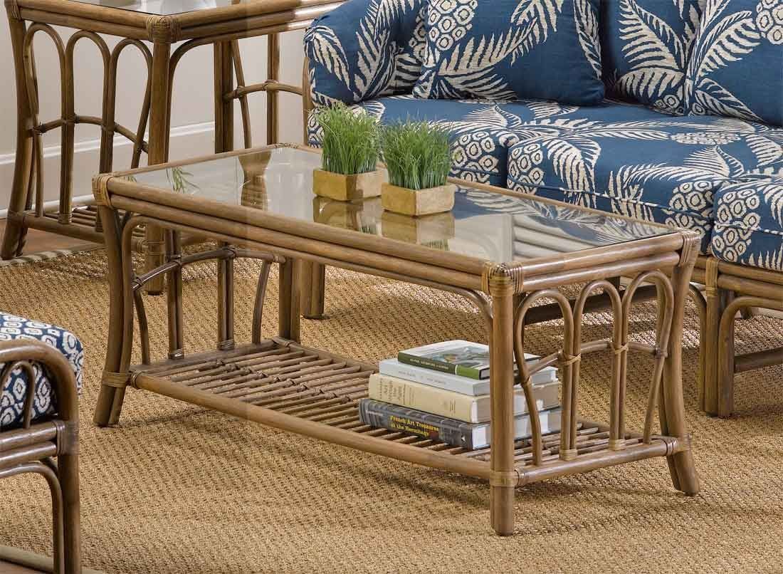 Wicker Cocktail Table, Rattan Frame, Bimini Style (Custom Finishes) With Natural Outdoor Cocktail Tables (Photo 15 of 15)