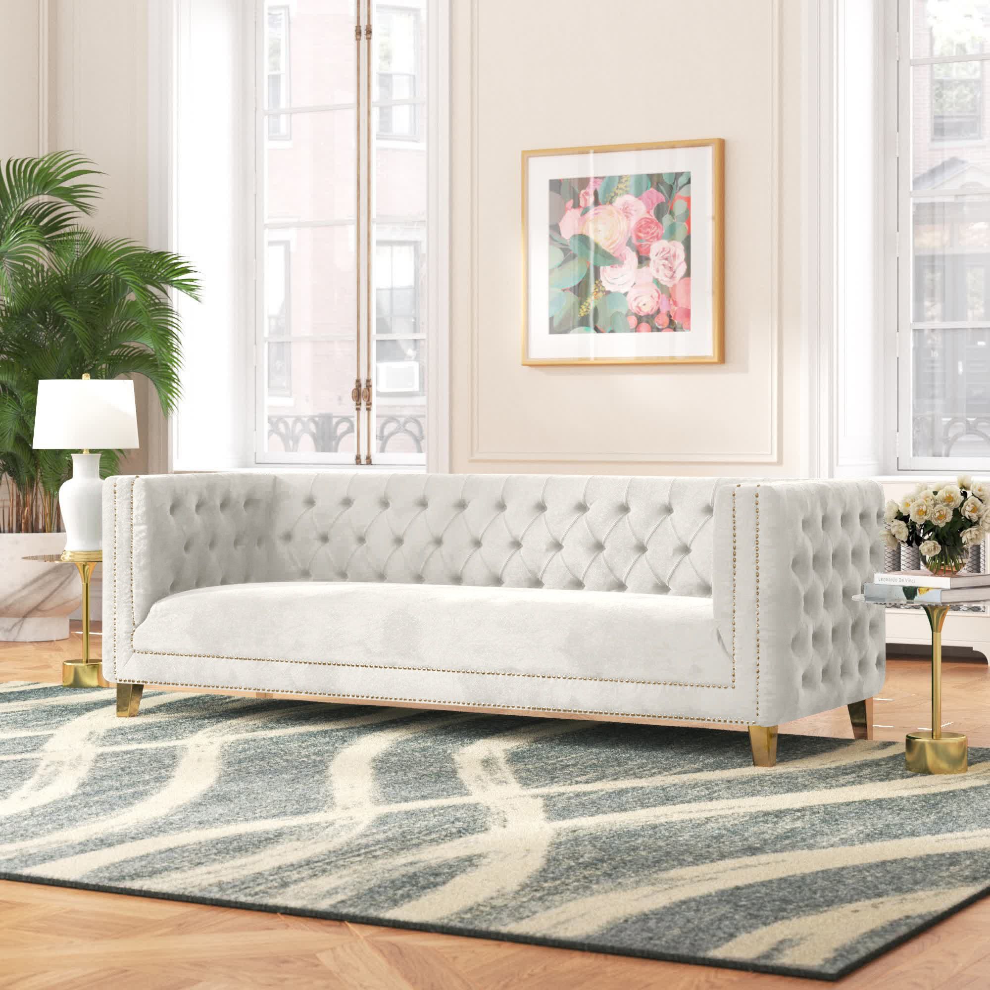 Willa Arlo Interiors Sickels 90'' Upholstered Sofa & Reviews | Wayfair Inside Tufted Upholstered Sofas (Photo 3 of 15)