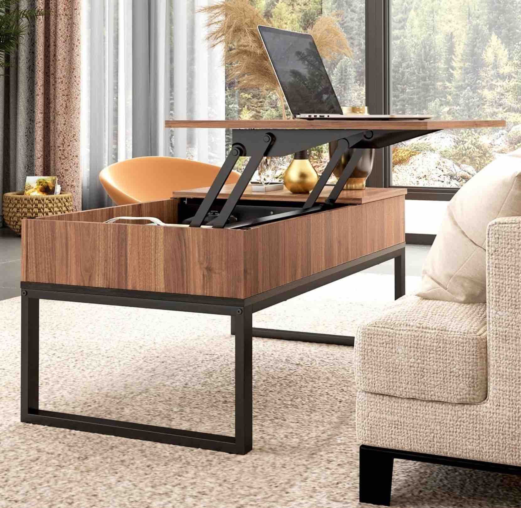 Wlive Pop Up Coffee Table With Hidden Storage Compartments — Tools And Toys Inside Lift Top Coffee Tables With Hidden Storage Compartments (View 14 of 15)