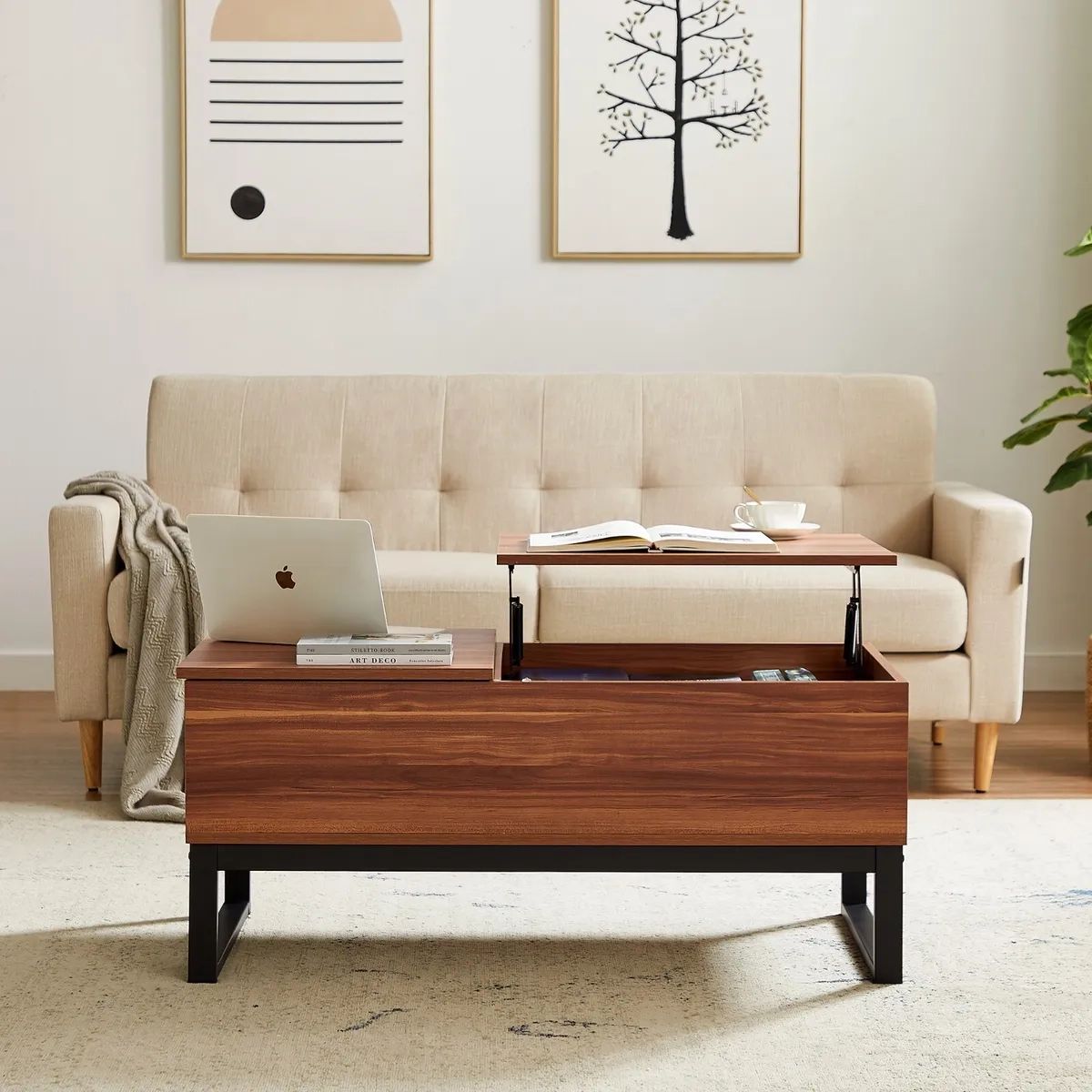 Wood Lift Top Coffee Table For Living Room,Small Coffee Table With Storage  Brown | Ebay Pertaining To Wood Lift Top Coffee Tables (View 7 of 15)