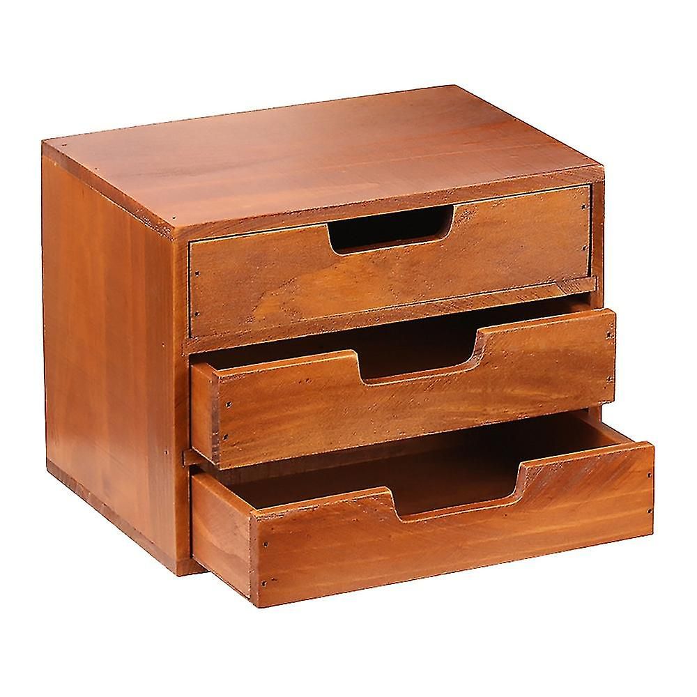 Wooden Desktop Drawer Storage Box Office Desktop Storage Cabinet A | Fruugo  Fr For Wood Cabinet With Drawers (View 12 of 15)