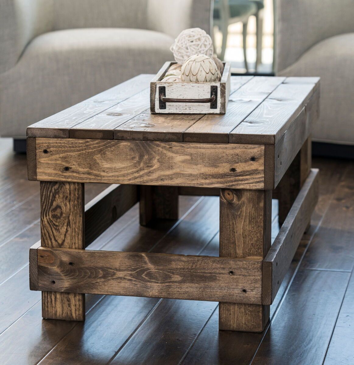 Woven Paths Landmark Pine Solid Wood Farmhouse Coffee Table, Dark Walnut |  Ebay With Woven Paths Coffee Tables (View 7 of 15)