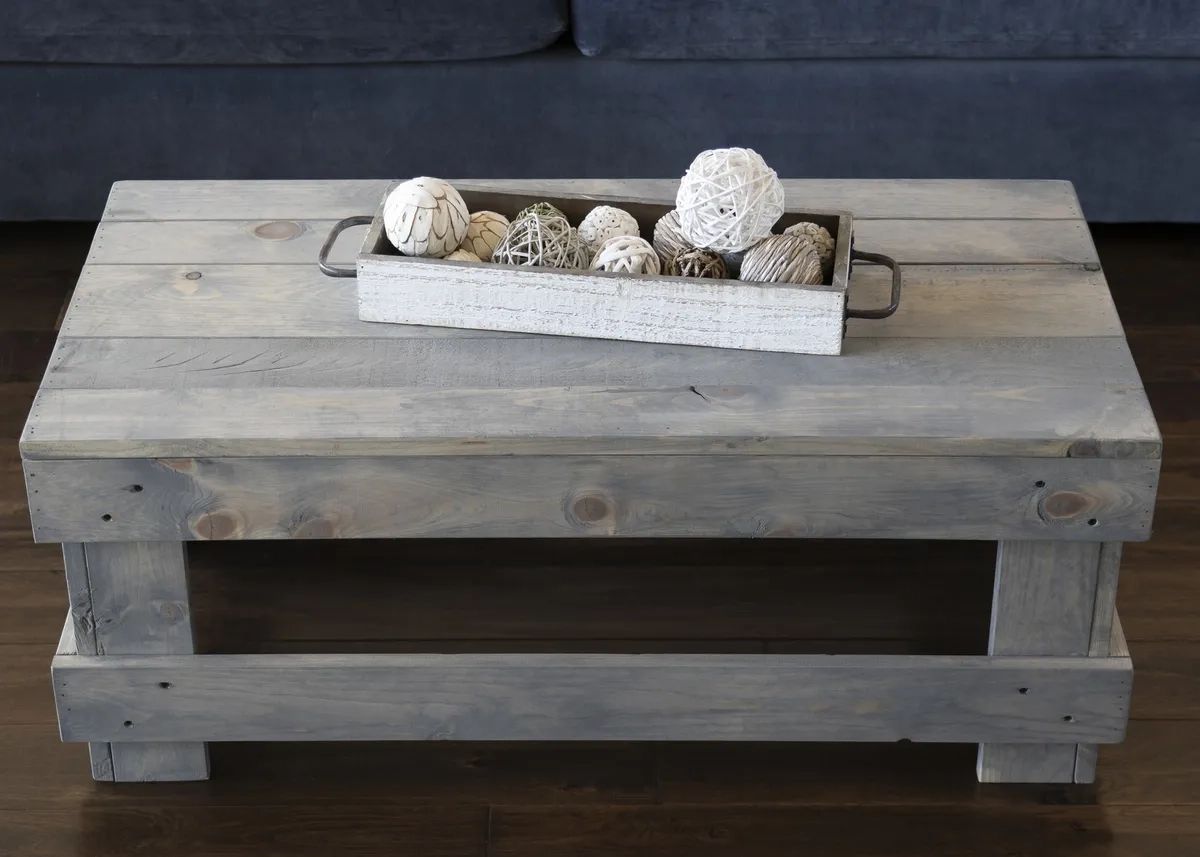 Woven Paths Landmark Pine Solid Wood Farmhouse Coffee Table, Gray | Ebay Pertaining To Woven Paths Coffee Tables (View 8 of 15)